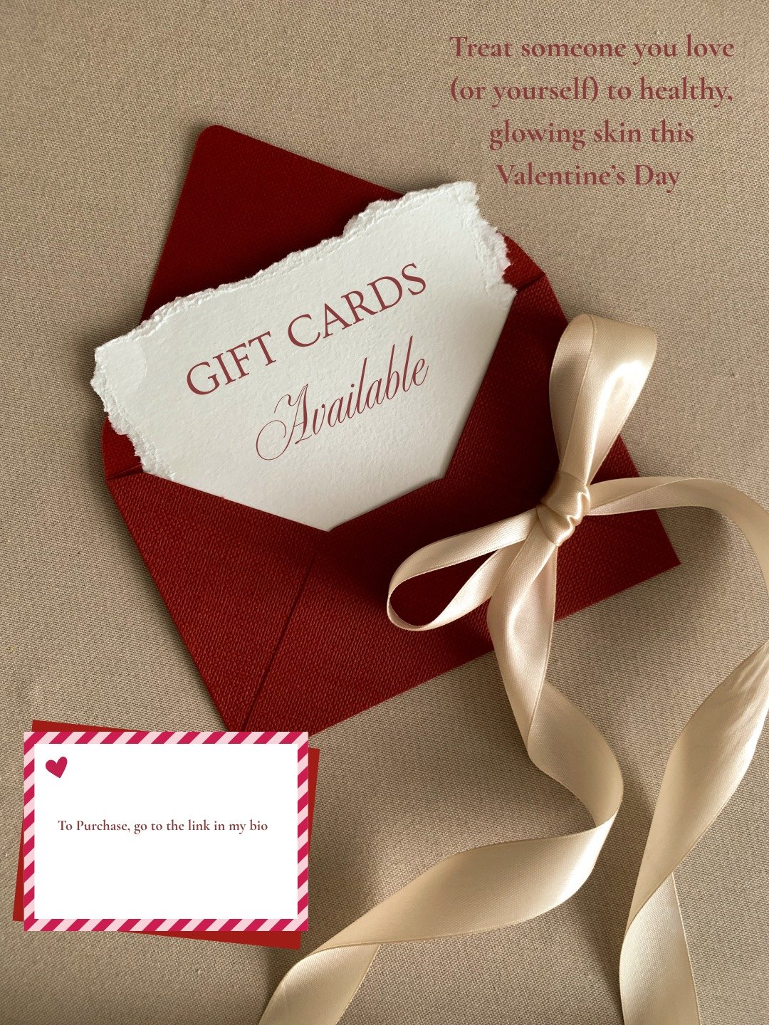 This Valentine&rsquo;s Day, give the gift of healthy, glowing skin 🤍
Gift cards are available and easy to purchase by email, text, or online.
A beautiful way to show love &mdash; to someone else or yourself.
💗 Link in bio