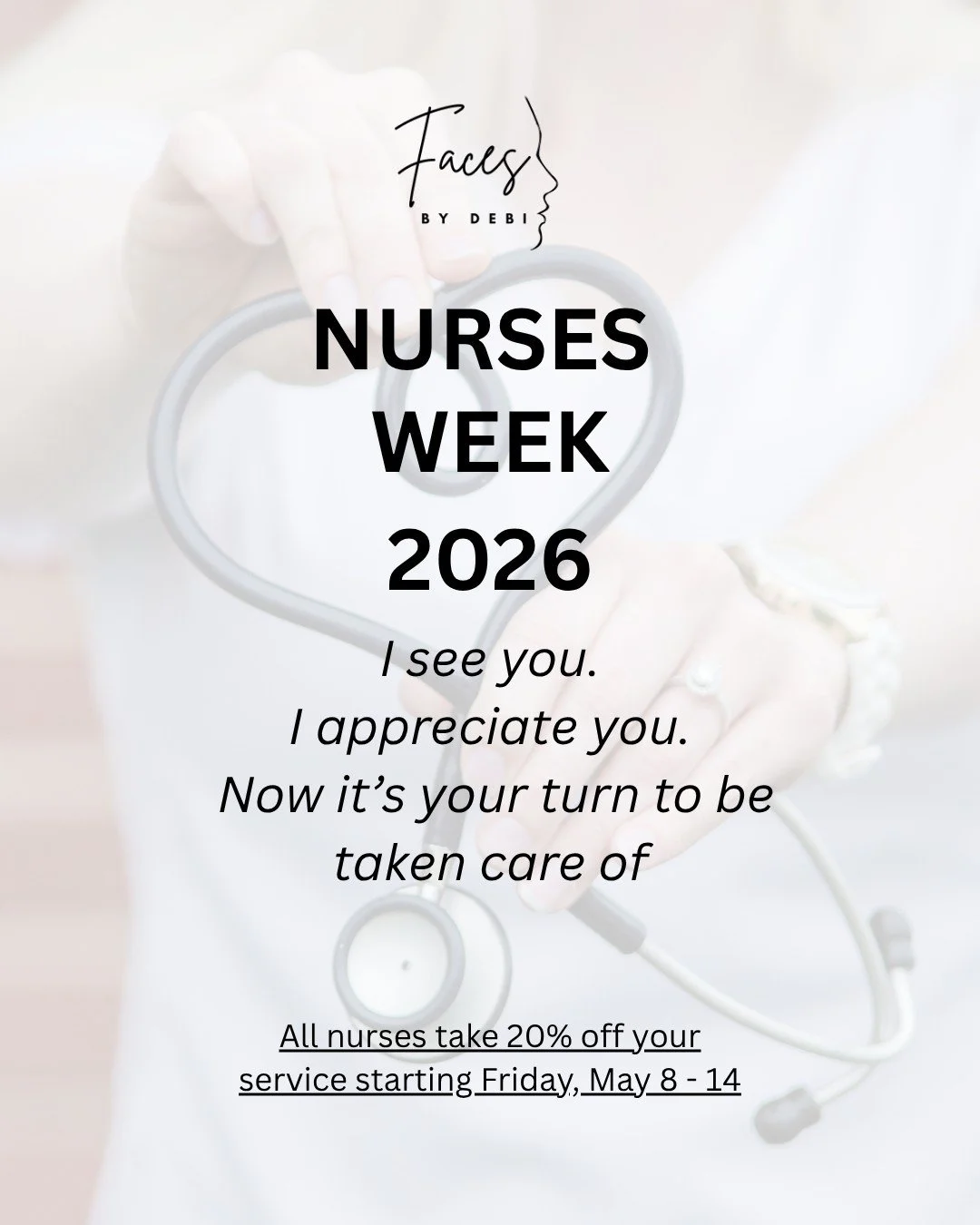 Nurses, this one is for you 🤍
You spend your days caring for everyone else&hellip;
now it&rsquo;s your turn.
I see you. I appreciate you.
And I would love to take care of you.
Enjoy 20% off your service
May 8&ndash;14
Book your time to rest + reset

