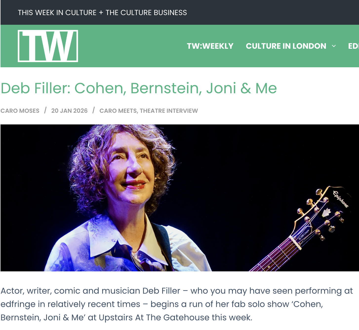 Deb Filler: Cohen, Bernstein, Joni &amp; Me in This Week in Culture