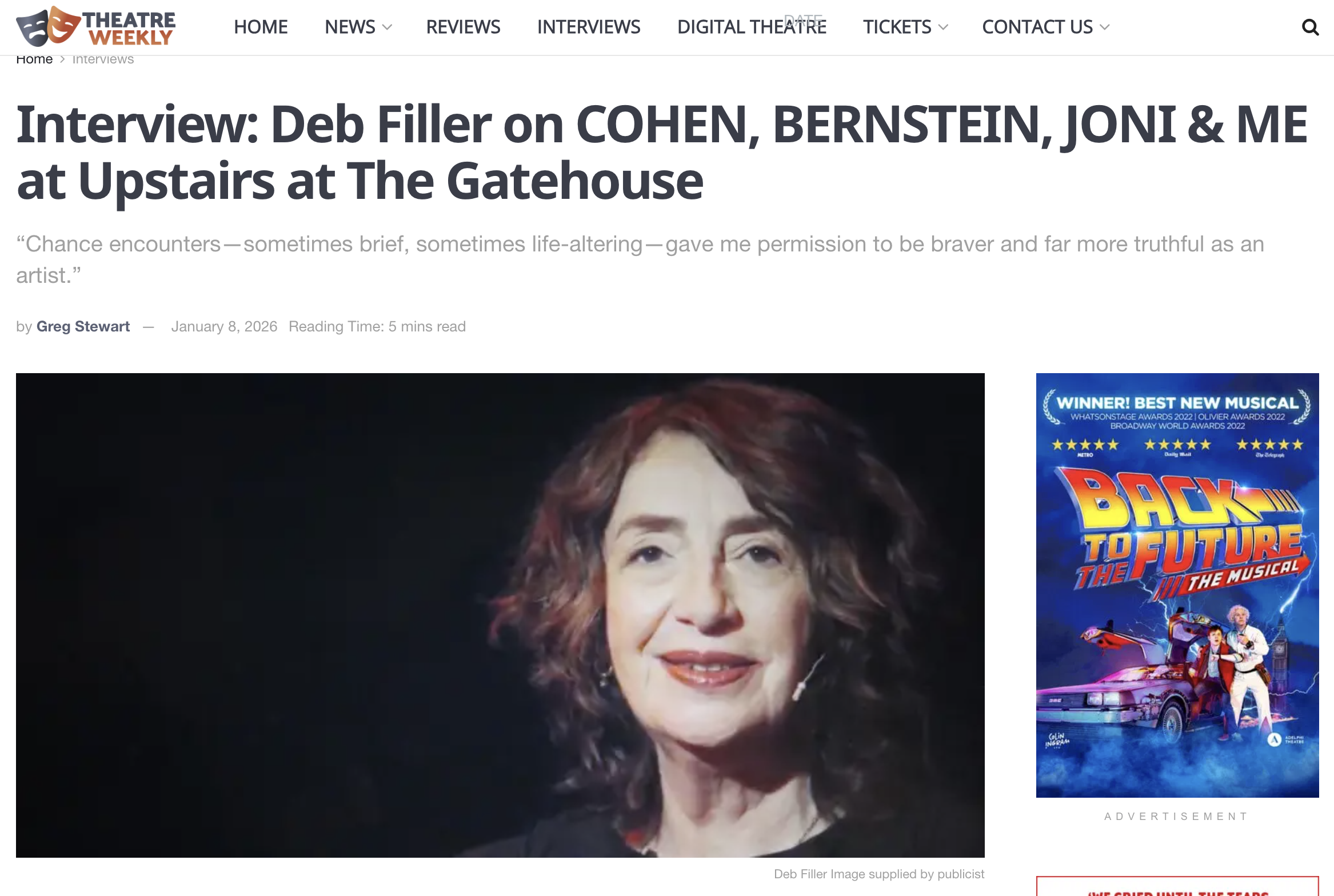 Theatre Weekly Talks with Deb Filler