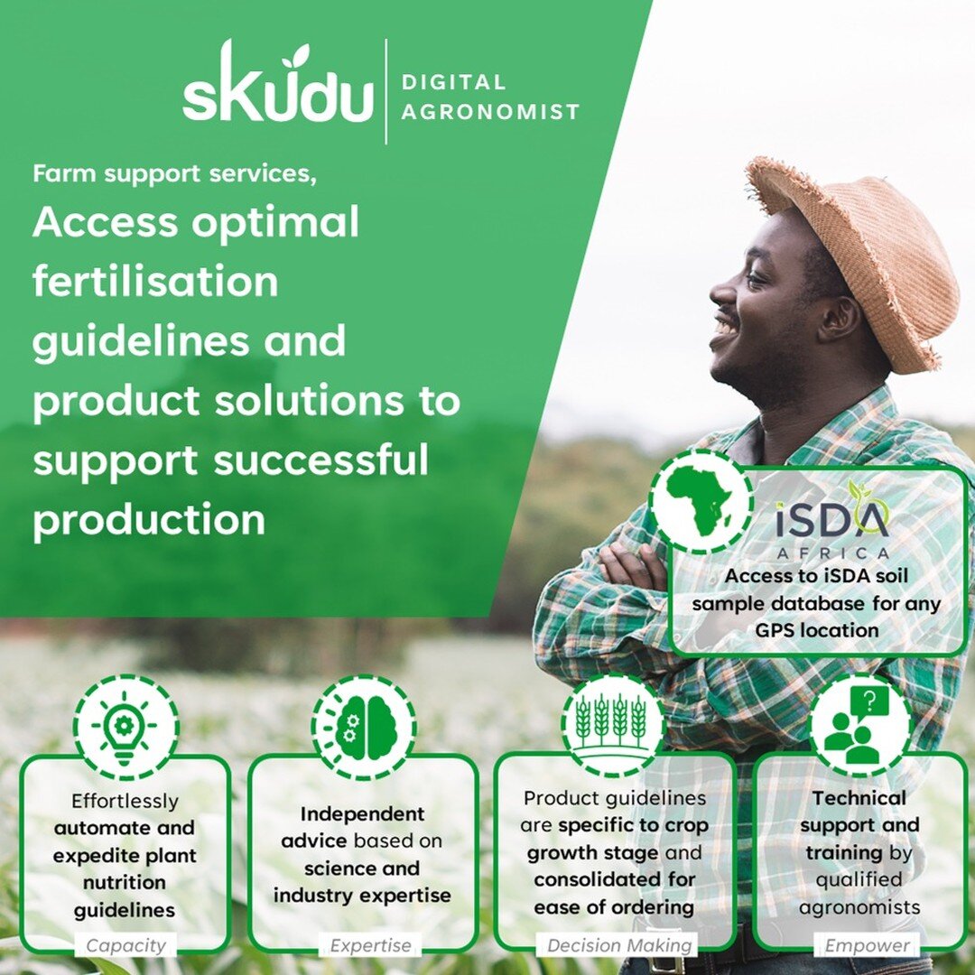 Skudu provides customised solutions to support farmer extension services in serving thousands of farmers with guidance on optimal fertiliser use for successful production.
 - Let our agronomists assist your field extension officers to generate fertil