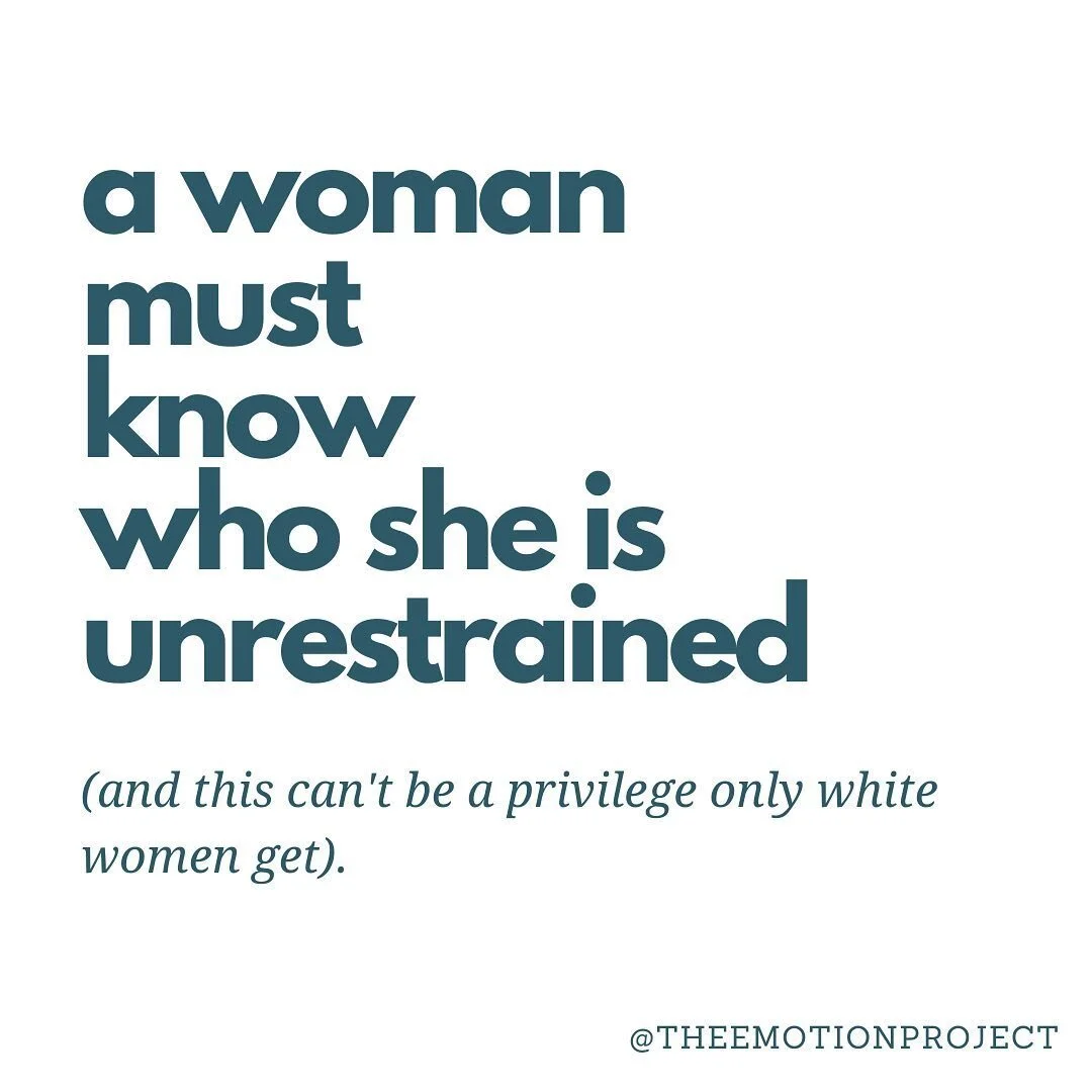 Privilege lives in the blind spots.  The things we don’t even consider or think about because we don’t have to. ..
The Emotion Project (which is all about helping women trust their feelings and inhabit their bodies) had a major blind spot