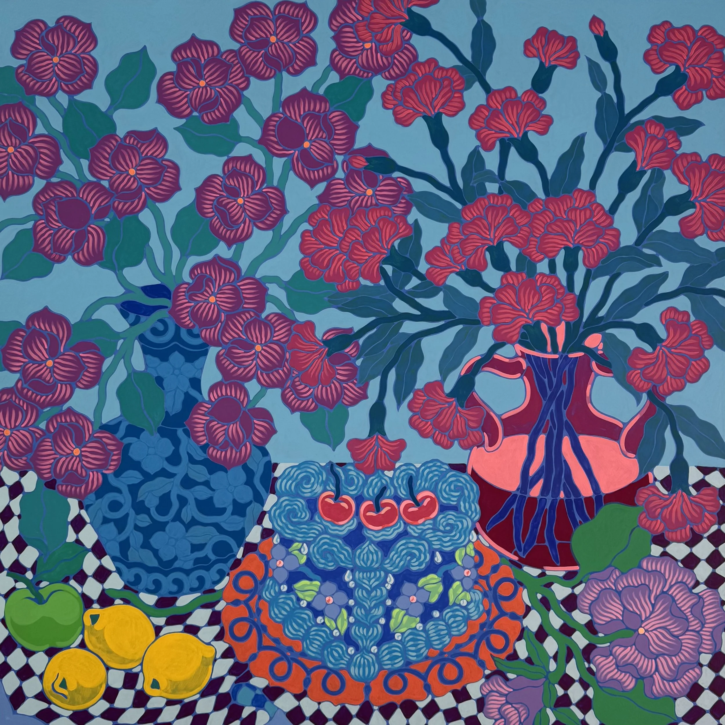 Blue Heart Cake with Three Lemons 
36”x 36” acrylic on canvas 