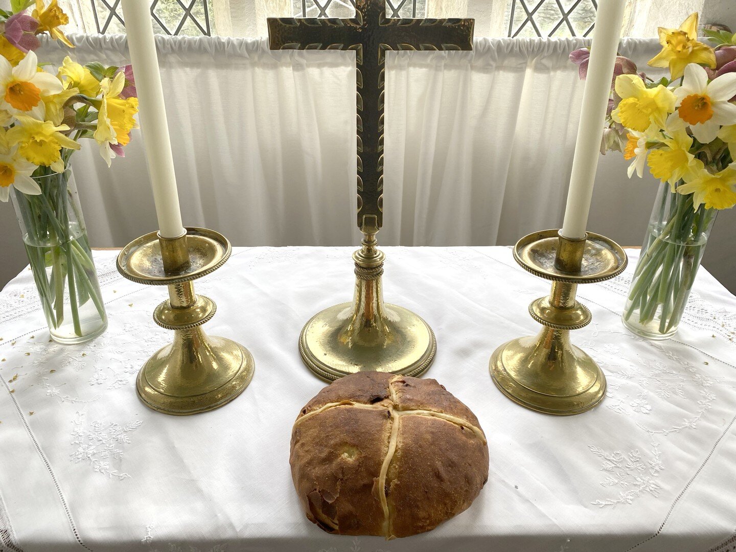 The bread of life &ndash; Revd Becca Gilbert @westdalesminister broke bread at Howgill this Easter morning with a freshly baked hot cross bun.