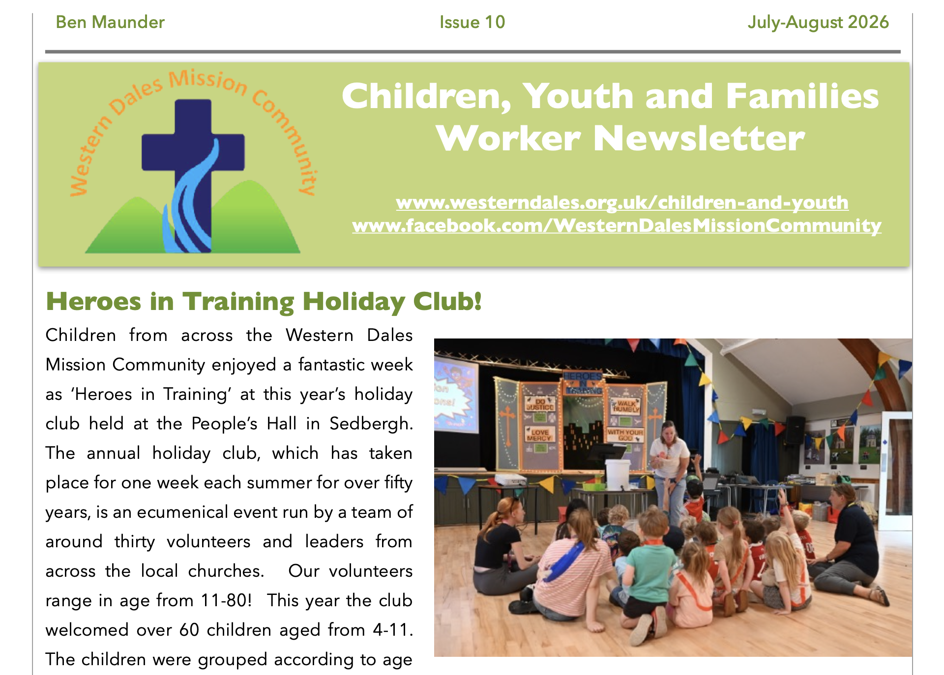 Children, Youth and Families Worker Newsletter - July and August 2026
