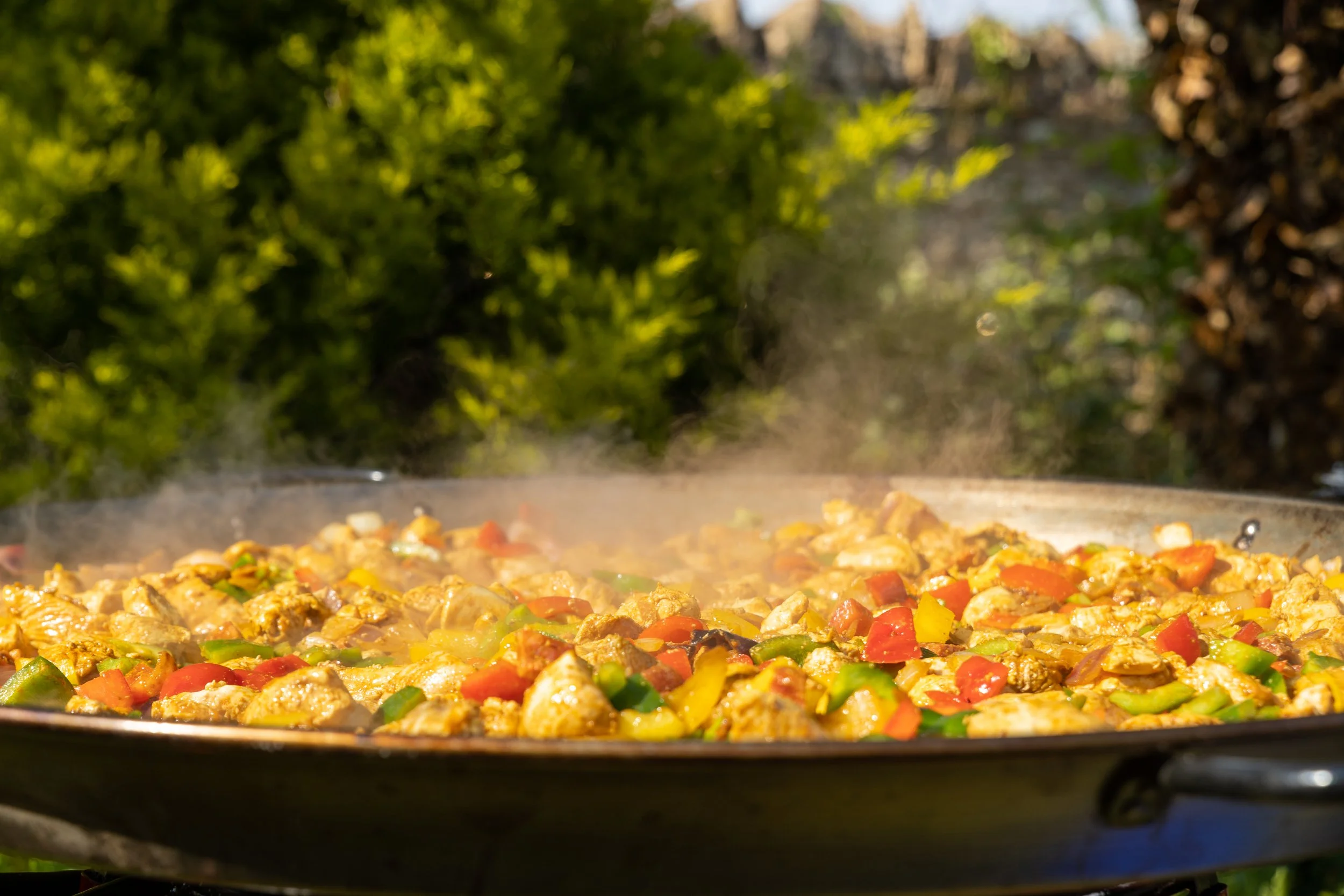 Paella in the sun food photography