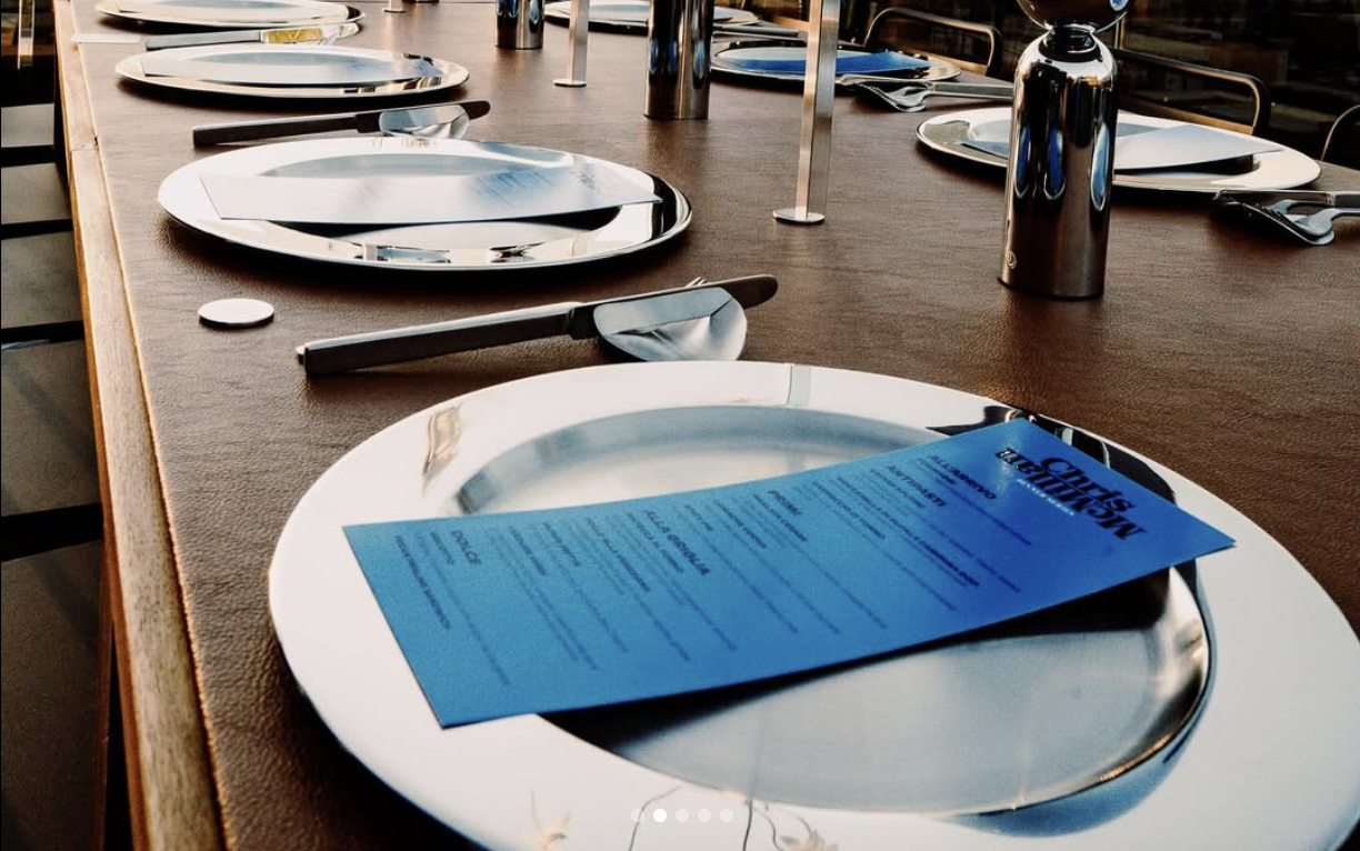 Menu design at table setting.