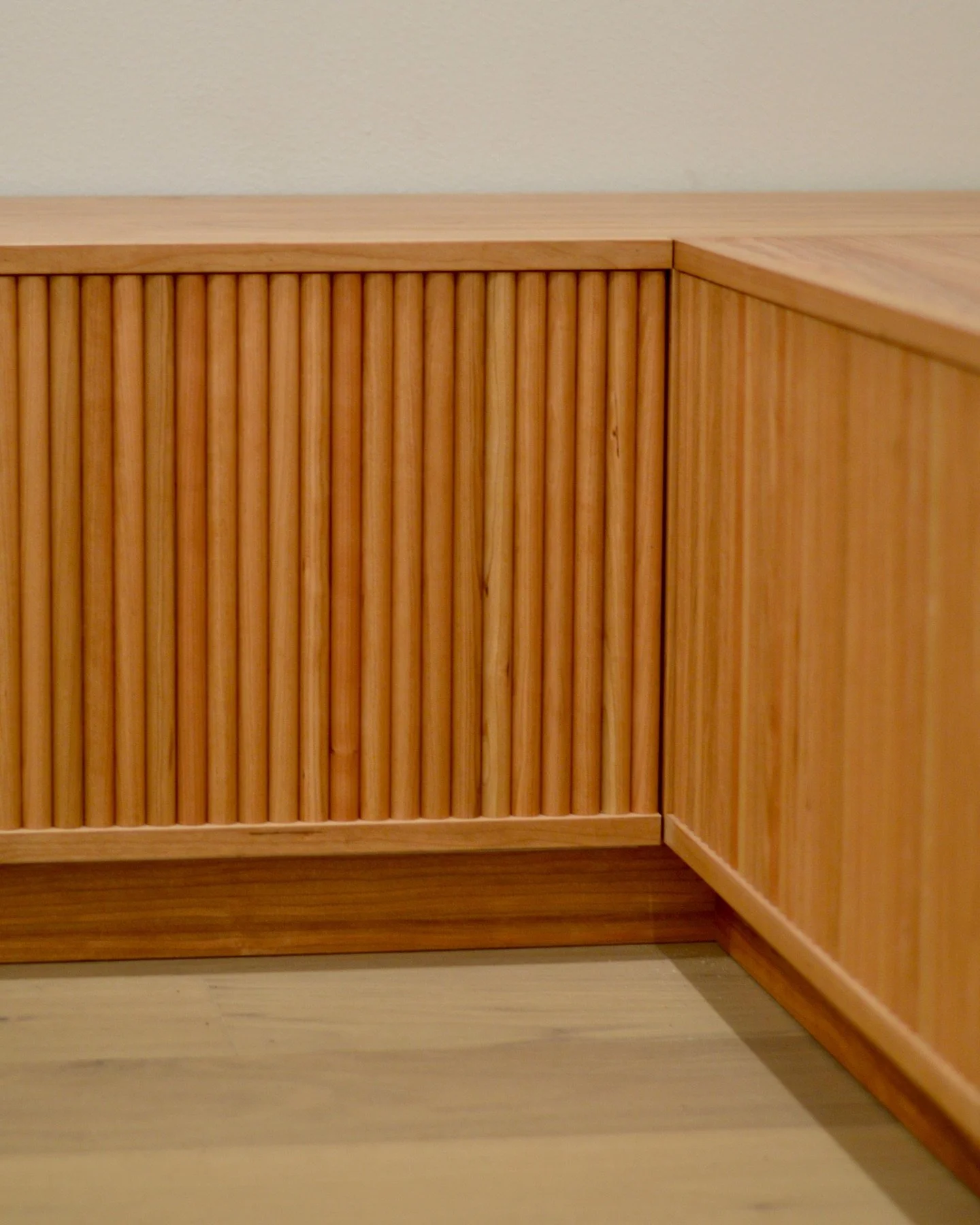 Cherry dining bench with storage. 

A labor of love with each piece of half round custom milled in house!