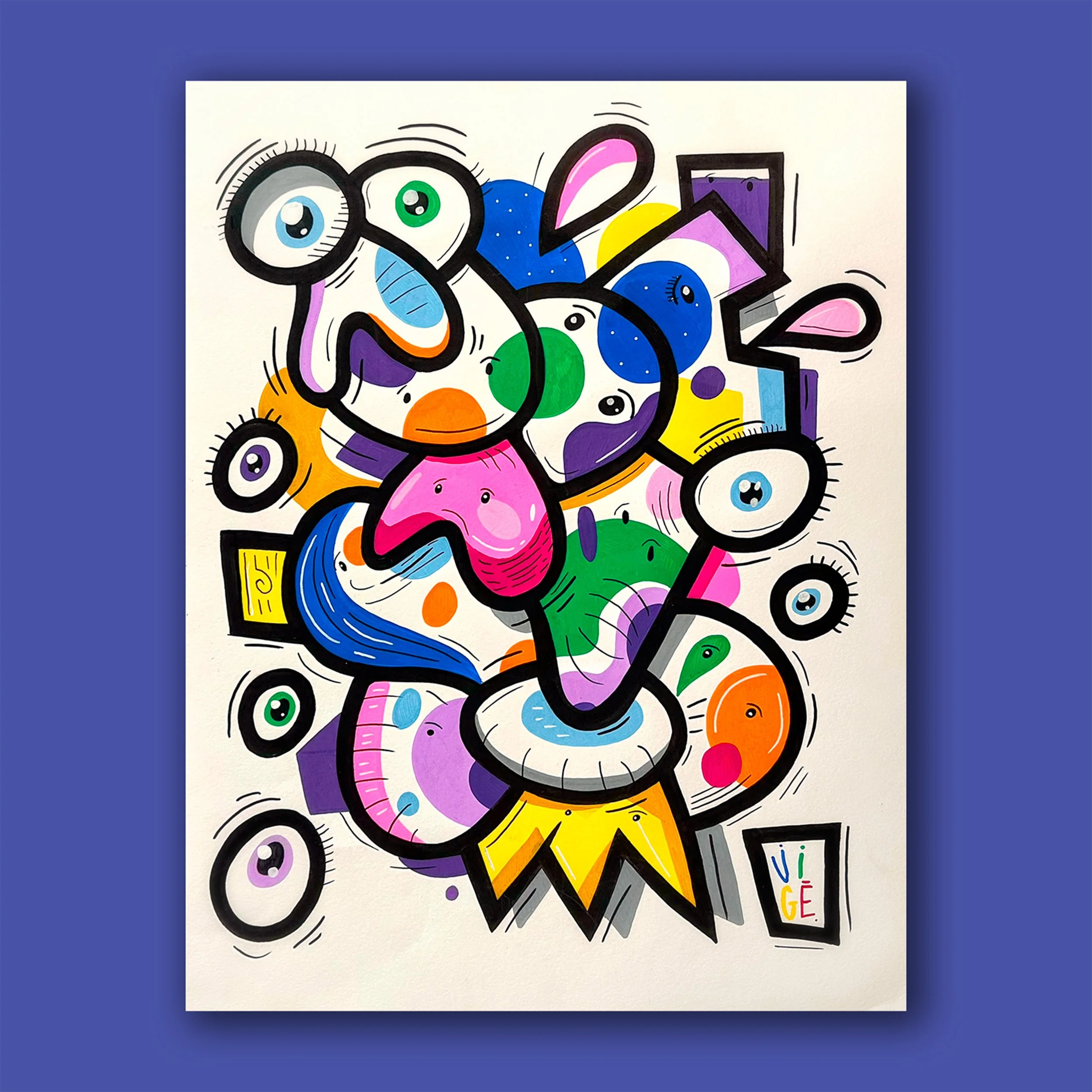 Etude papier Yoshi - Pièce unique - 50X65cm