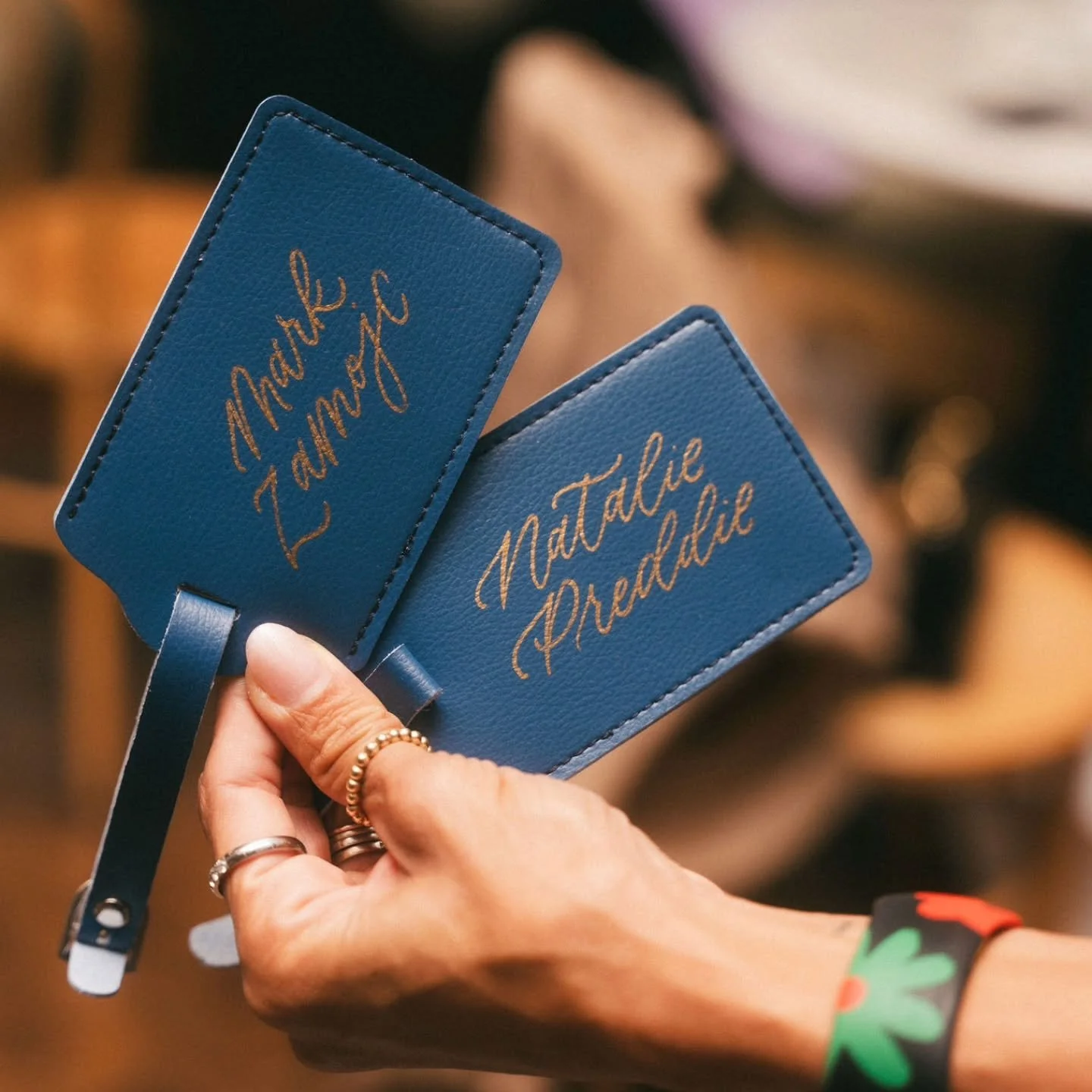 Guests took home customized luggage tags, hand written and stamped on site, as a fun and practical travel-themed goody!

Event Management and Design @madbashgrp
Photos @zeikgraphic
Calligrapher @viacalligraphy