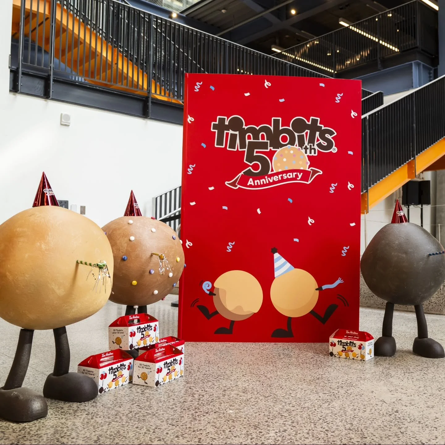 Happy 50th birthday to Canada's beloved Timbit! 🍩🎉

We went BIG with a giant birthday card for everyone to sign, snap pics, and celebrate this sweet Canadian classic from Tim Hortons &hearts;️

Design and Production @madbashgrp 
Project Coordinatio