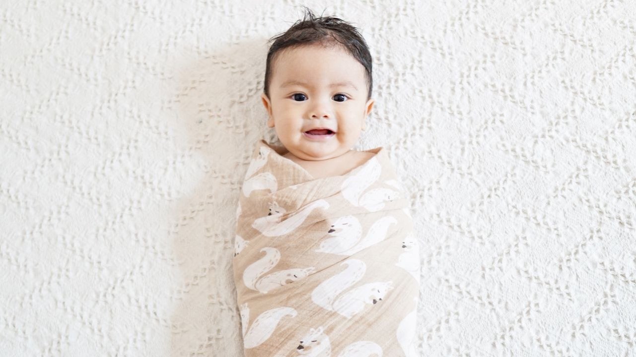 newborn baby wrapped in a swaddle