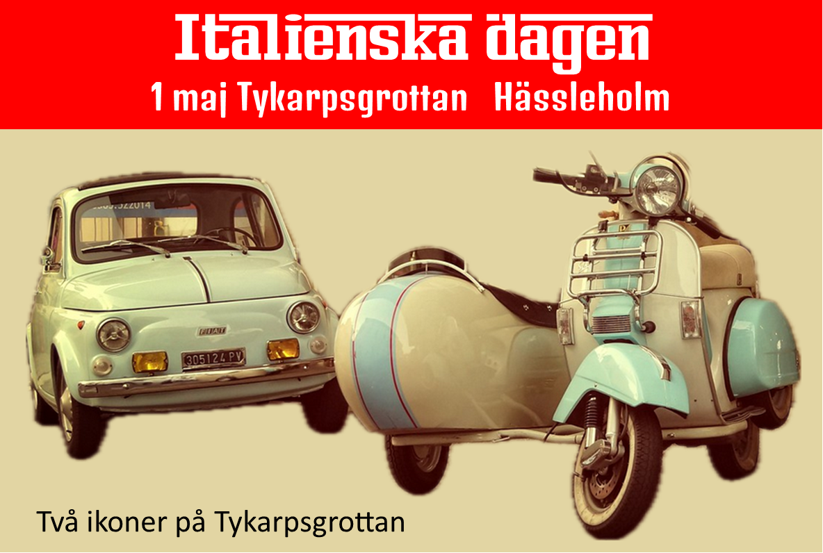 Italienska Dagen &amp; Fiat Classic Svezia Vårträff. Tykarpsgrottan, Hässleholm.