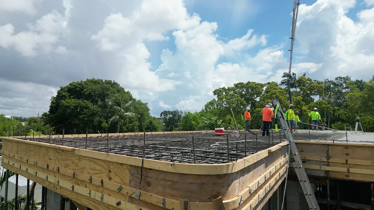 A Day on Site — Pouring the Concrete Roof at Wave House, Coconut Grove, Miami Florida