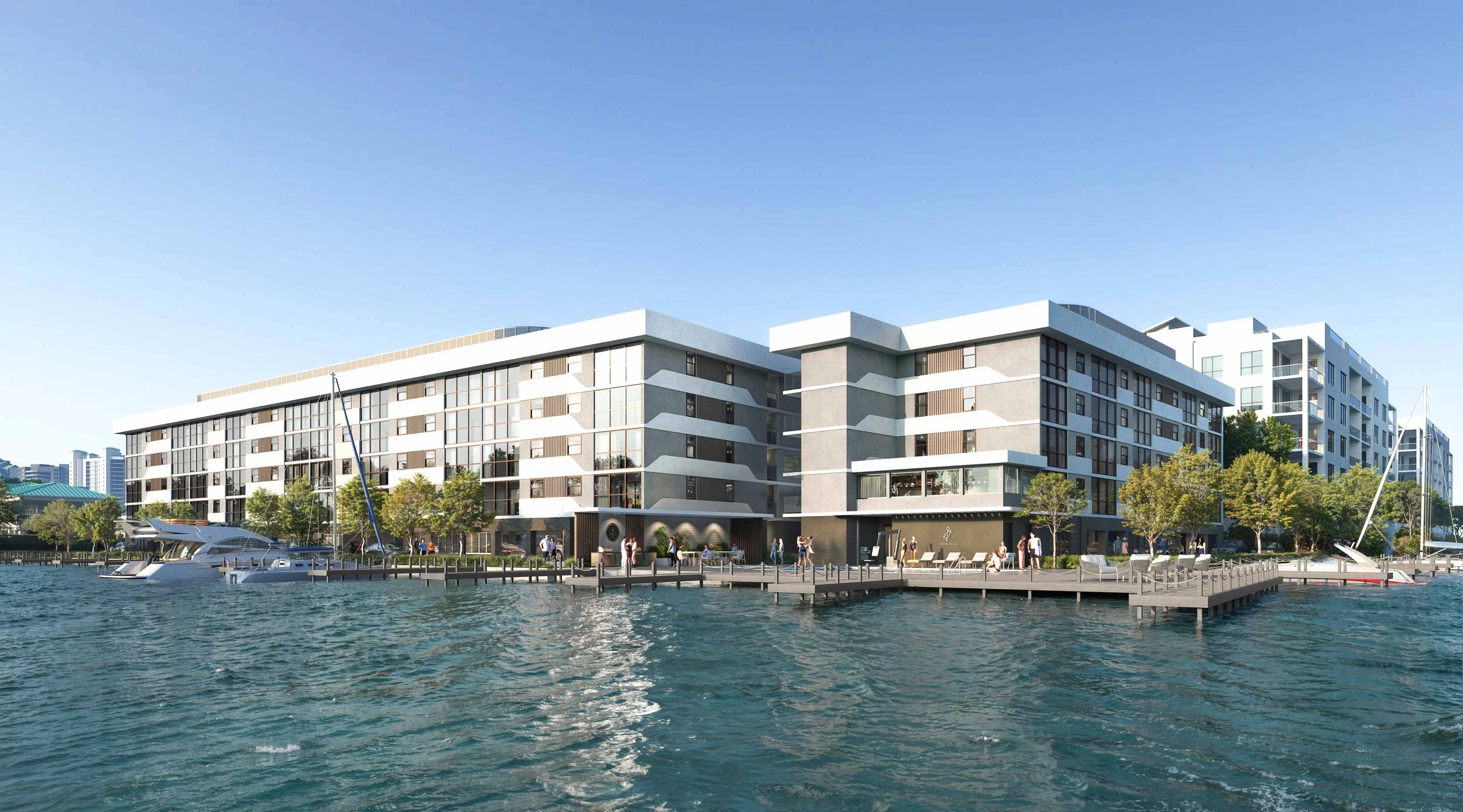 Barefoot Pelican Naples - Building architectural renovation designed by Ginard Studio. The façade design for the condominium incorporates the elegance of curves to evoke the fluidity of water movement.