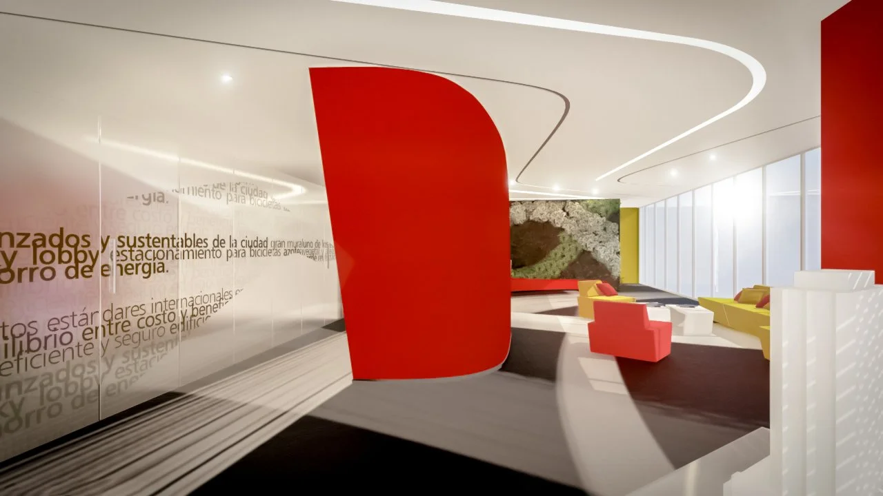 From the moment you enter the reception area, you’re greeted by custom-designed furniture in shades of red and white, perfectly complementing the company brand’s color.