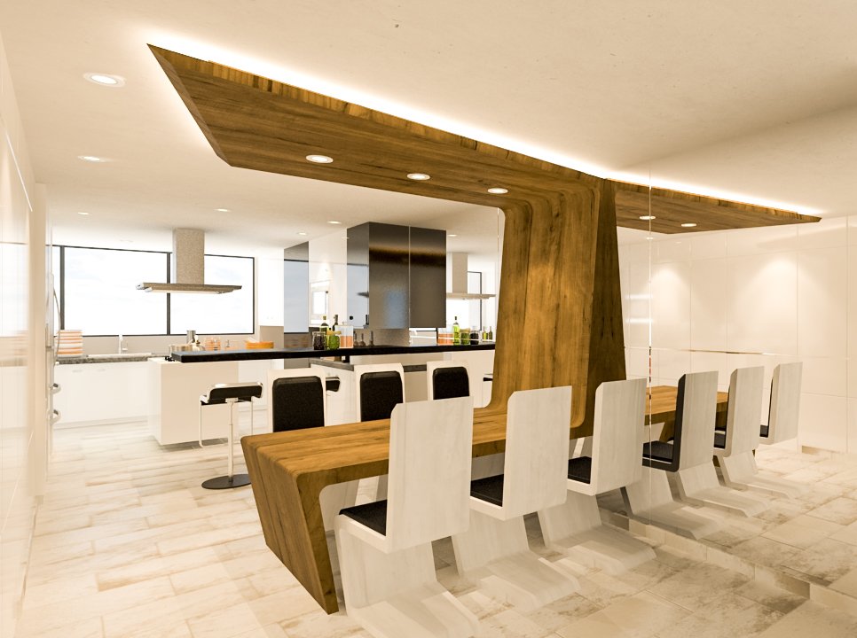 Each space is as unique as the furniture included. The dining table with our sculptural design is the center of the dining room. The table and the chairs were exquisite designed to be in harmony with an elegant and modern luxurious design.