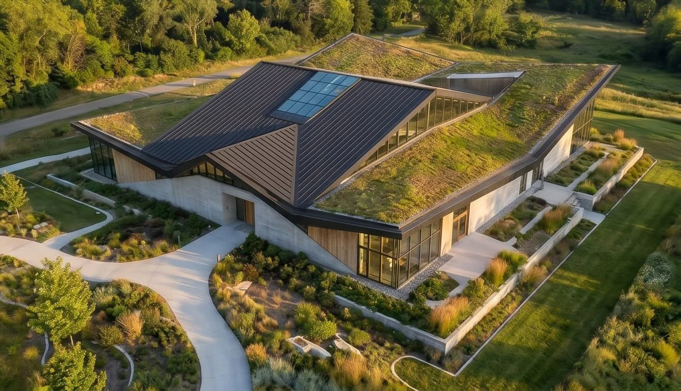 The architectural concept is rooted in the idea of stewardship — creating a research and educational facility that embodies the same environmental principles it seeks to advance.