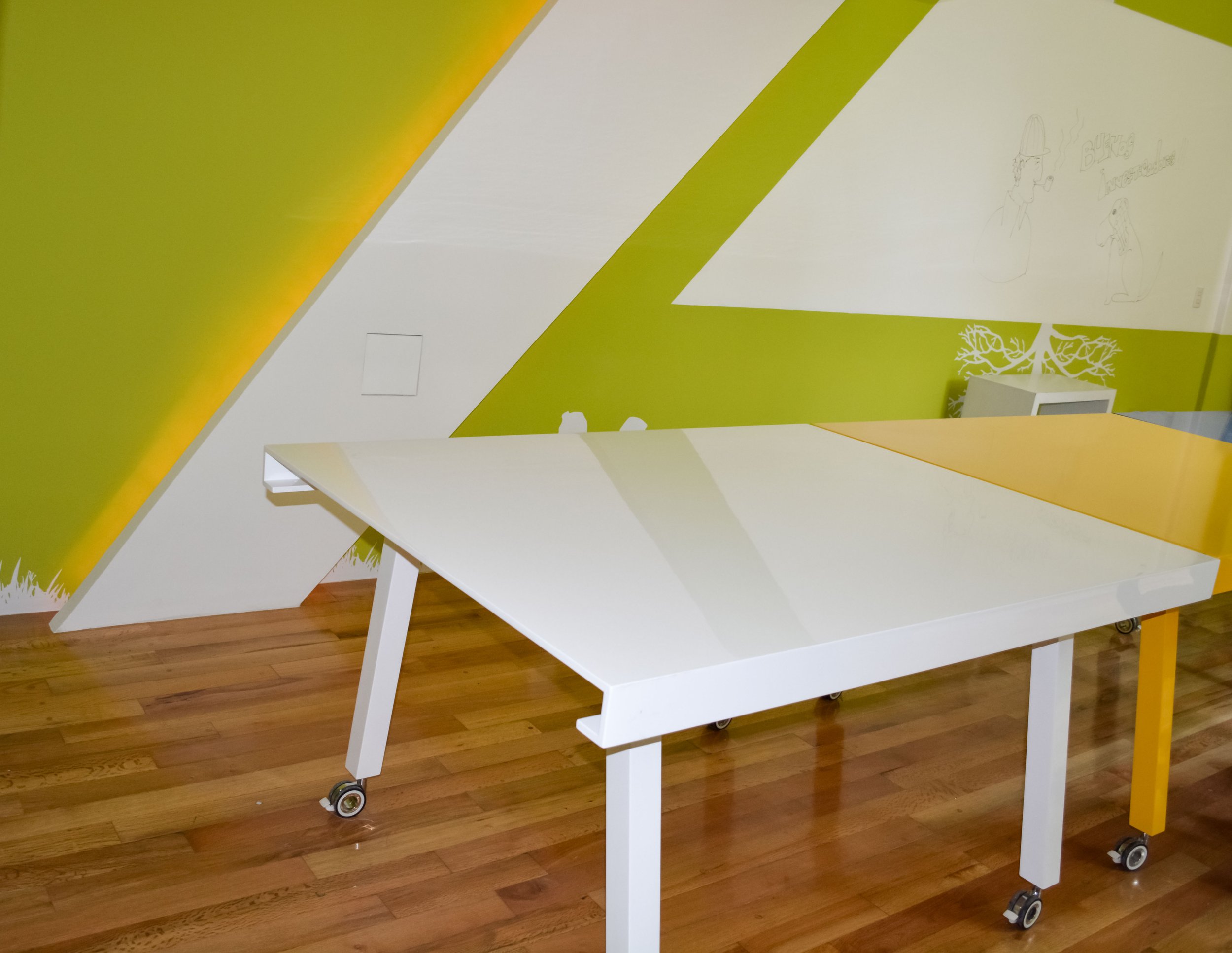 The project’s goals of flexibility and collaboration was emphasized with our custom modern furniture design.