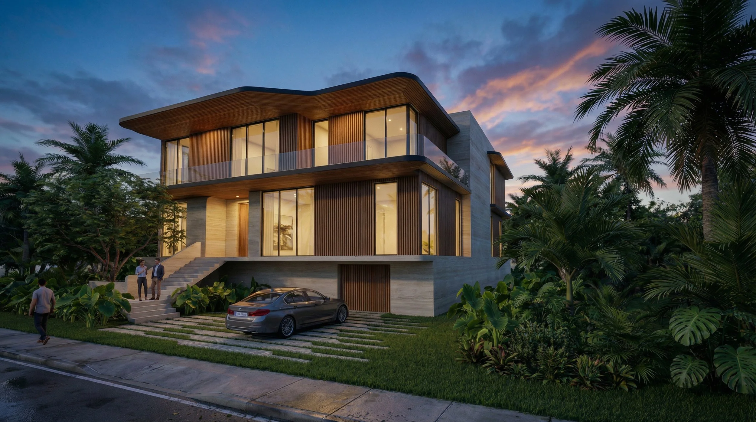 Villa Acquara is a waterfront residence in Keystone Island, Miami, inspired by the elegance, precision, and fluidity of classic Italian speedboats.