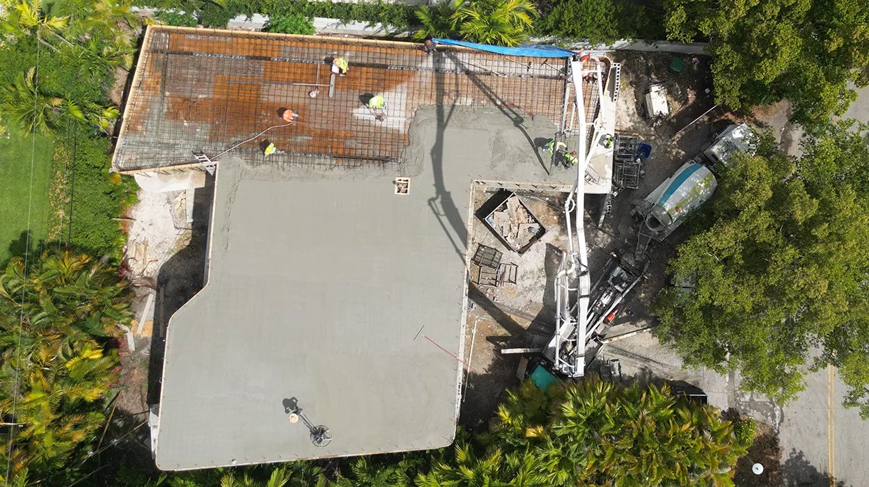 Wave House July Construction Update: Concrete Roof Pour Milestone in Coconut Grove