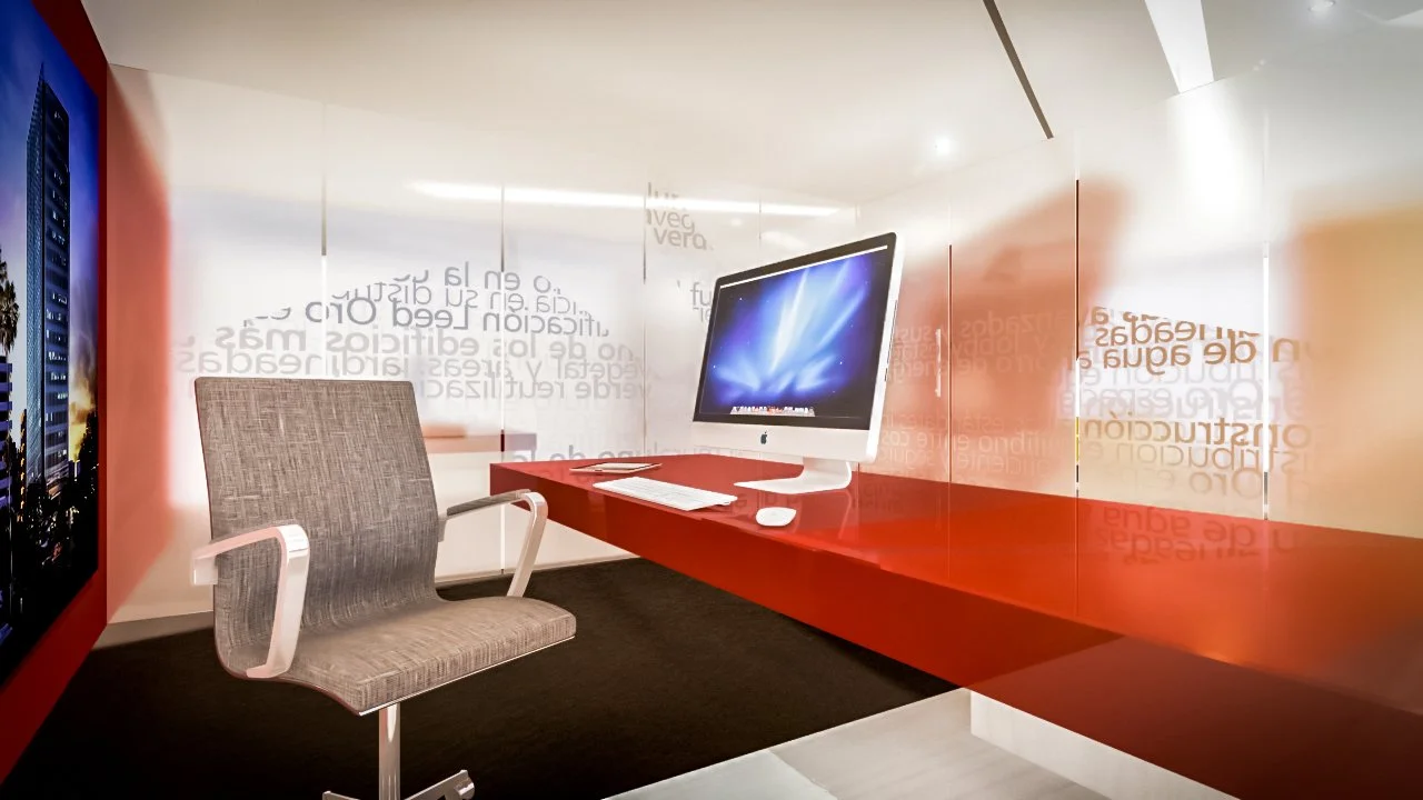 In the modern office area, functional sophistication meets cutting-edge design, with high-end custom furniture and minimalist decor that promotes productivity and creativity for Grupo Surge team.
