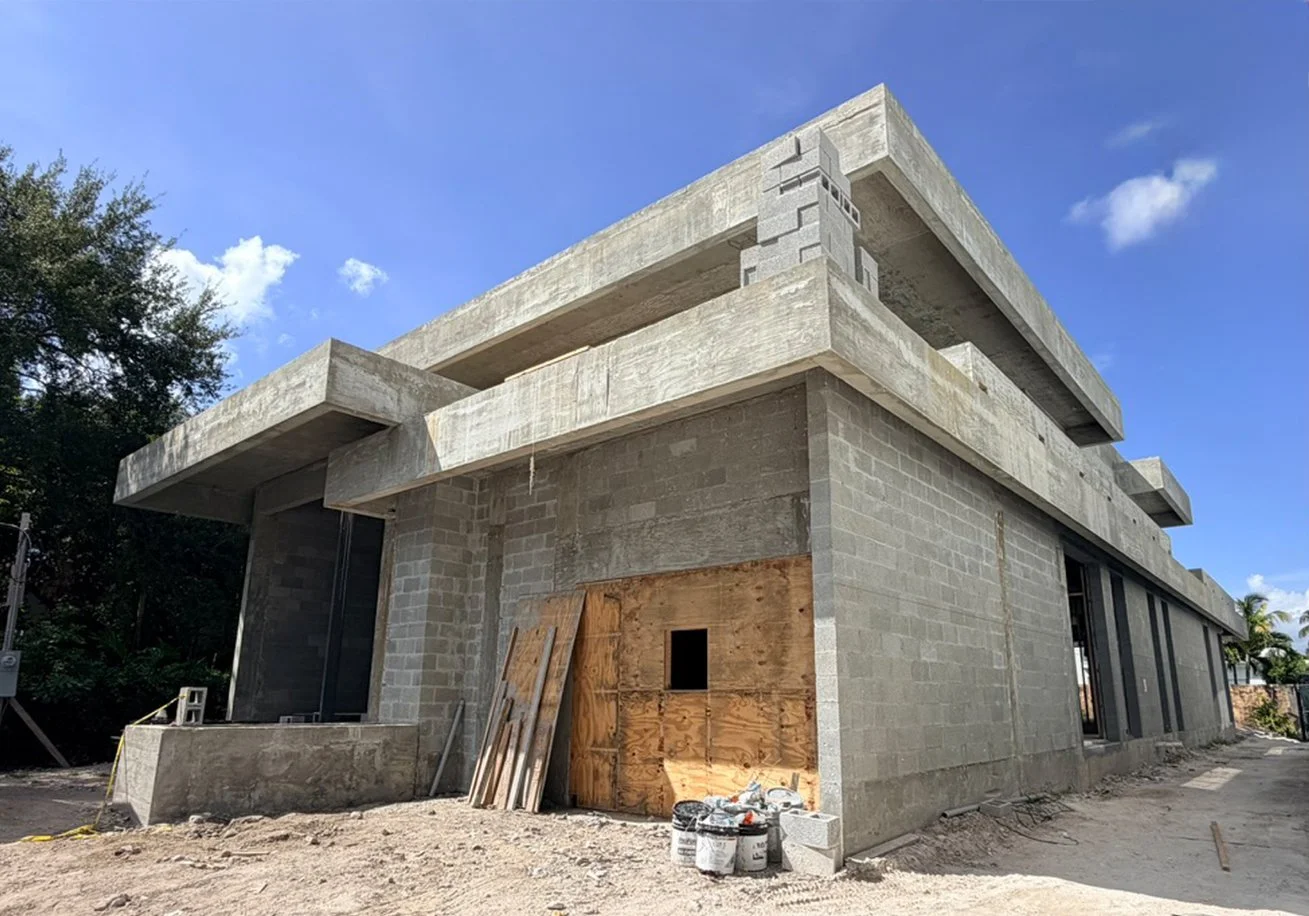 Villa Serena - August Construction Progress - Front Facade