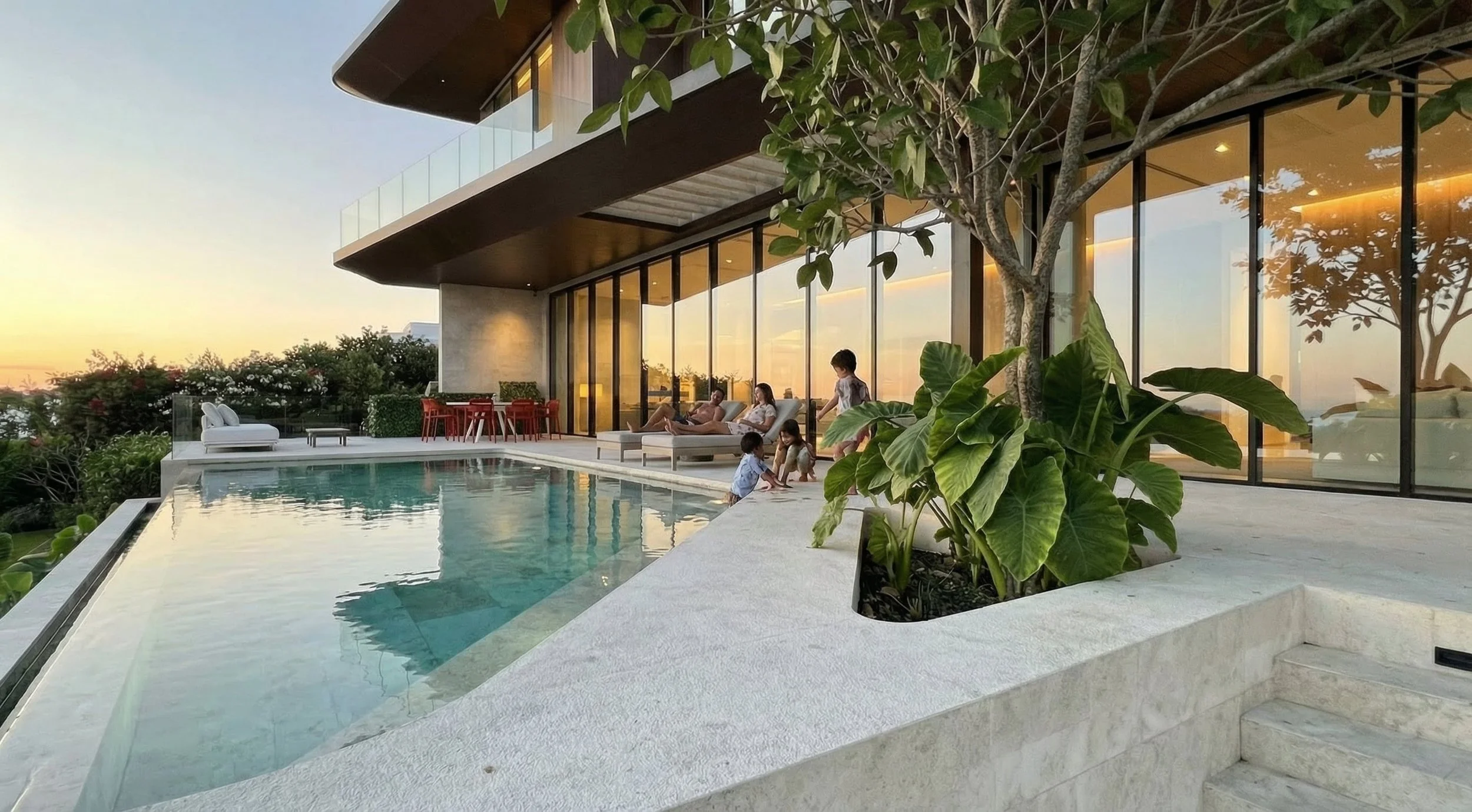 At Villa Acquara, indoor and outdoor spaces are conceived as one continuous living environment.