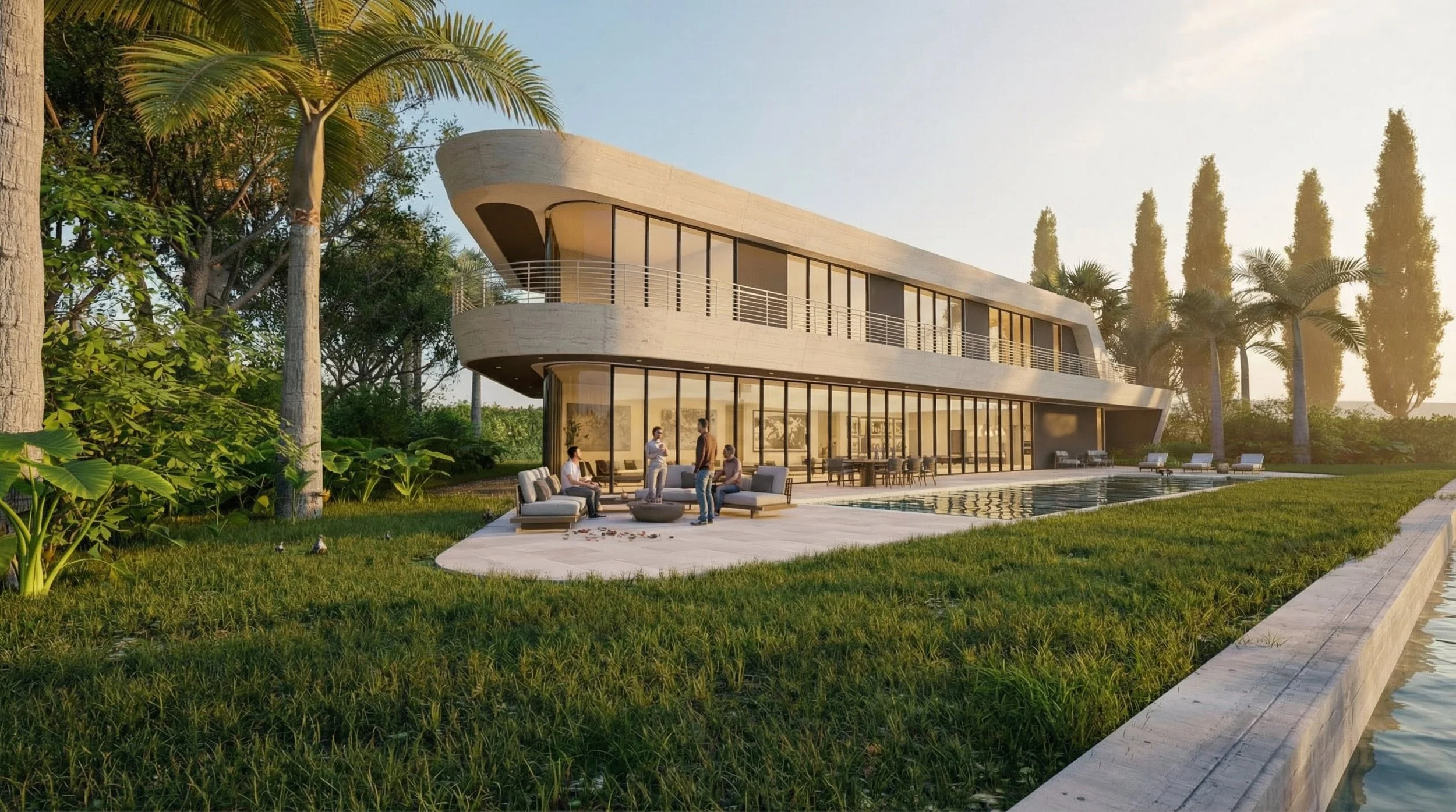 With 9,600 sf, this exclusive property is located on an oversized waterfront lot in West Palm Beach, Florida, and features 6 bedrooms, 8 bathrooms plus a powder room, a gym, a large waterfront pool, and a covered garage for five cars.