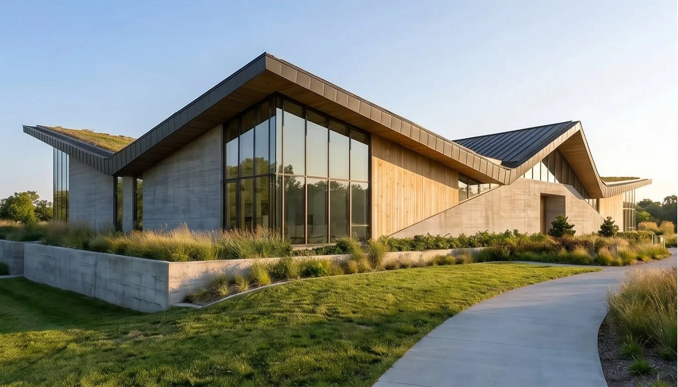Large expanses of glazing maximize daylight and establish a constant visual dialogue with the surrounding environment, reinforcing the Institute’s mission of observation, discovery, and ecological awareness.