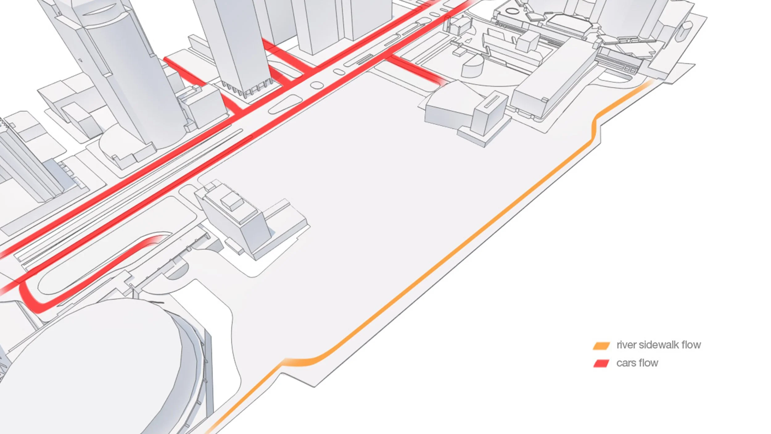Topography is used strategically to shape views, manage transitions, and frame key moments along the river’s edge—allowing the waterfront to be experienced from multiple elevations and perspectives.