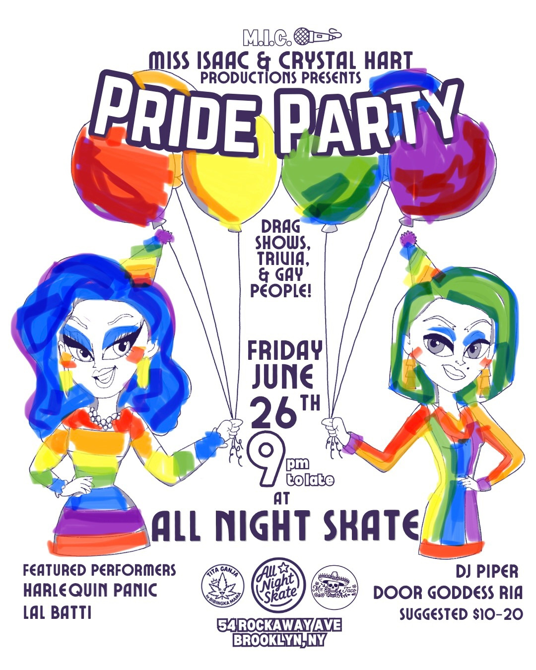 Crystal Hart and Isaac Miss Isaac’s Pride Party 
