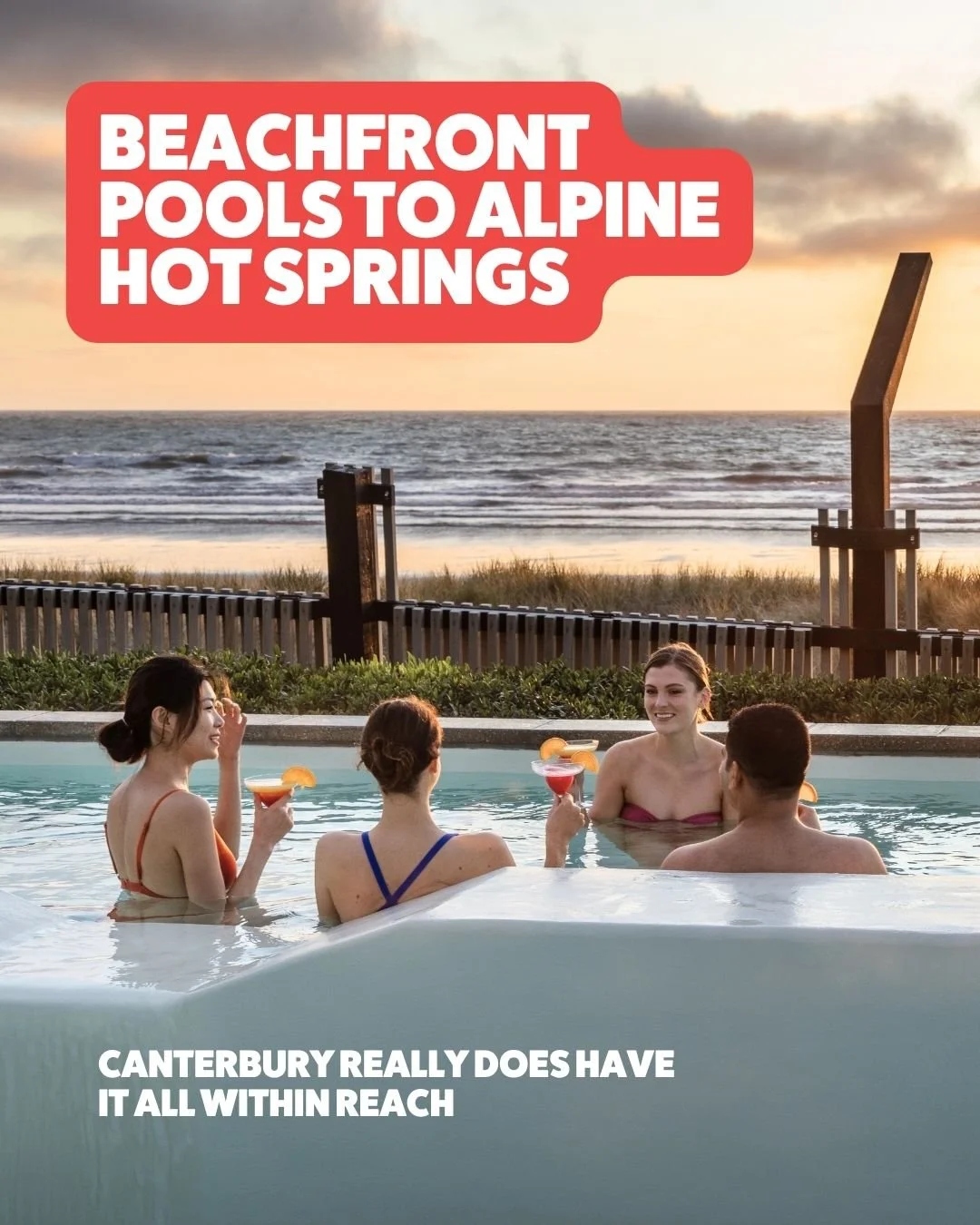 Oceanfront soaks. Alpine hot pools. Lakeside steam sessions. Classic mountain dips.

All within a couple hours of Christchurch.

Not a bad place to call home.