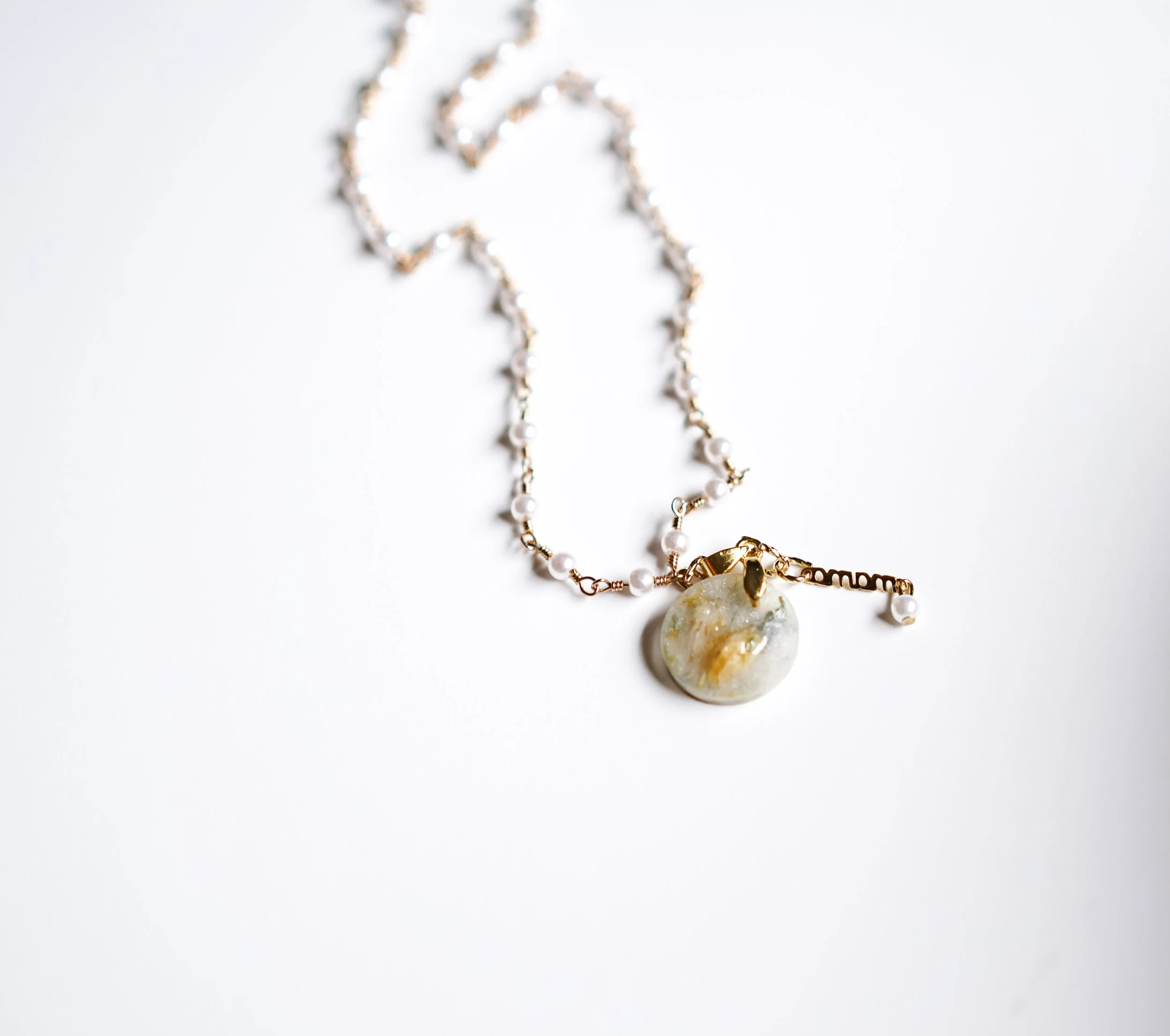 Yellow Flower Pearl Necklace 3.JPG
