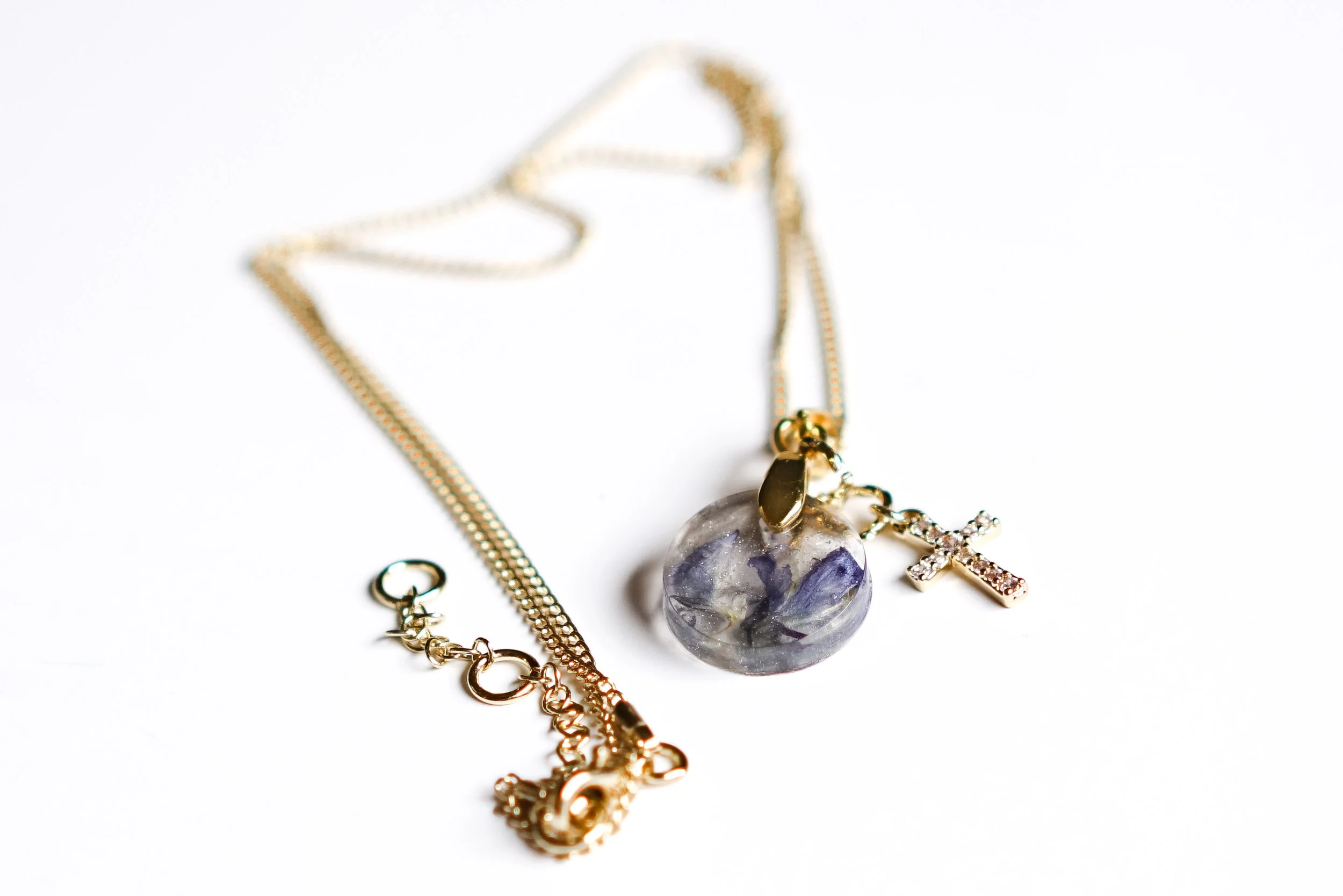 Purple Flower Cross Necklace.JPG