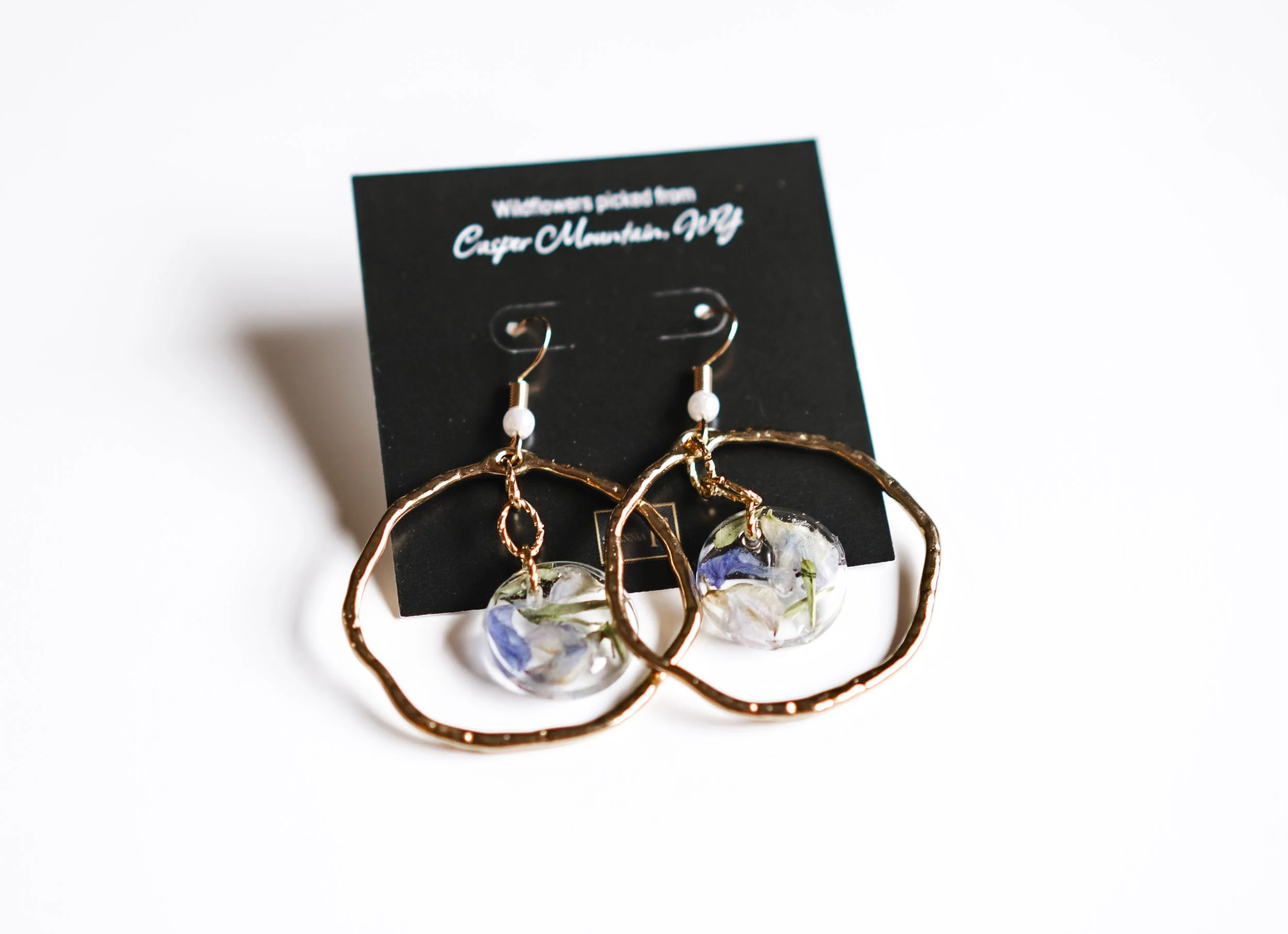 Purple Flower | Translucent Circular Dangle Earrings