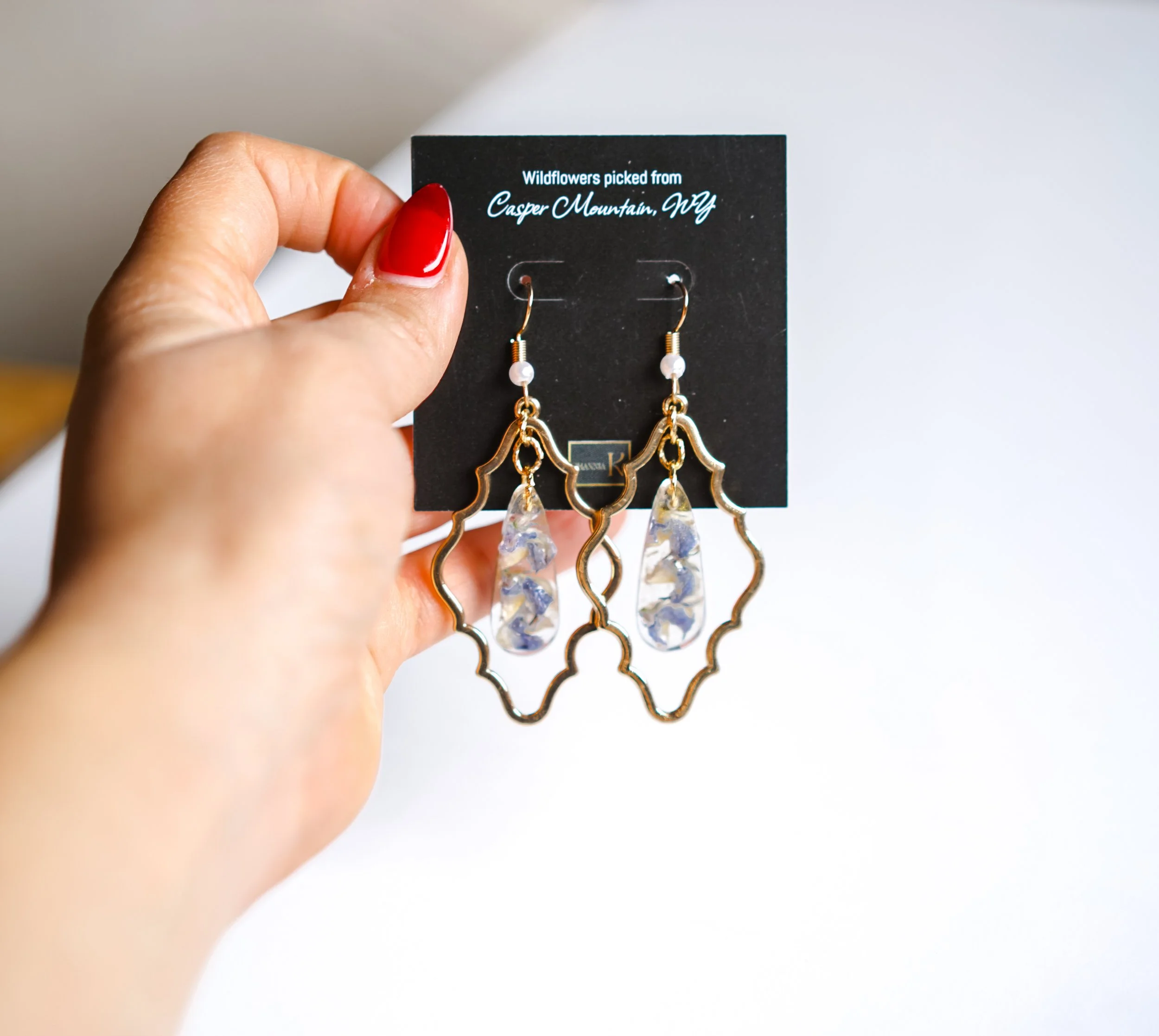 Purple Flower Long Dangle Earrings 2.JPG