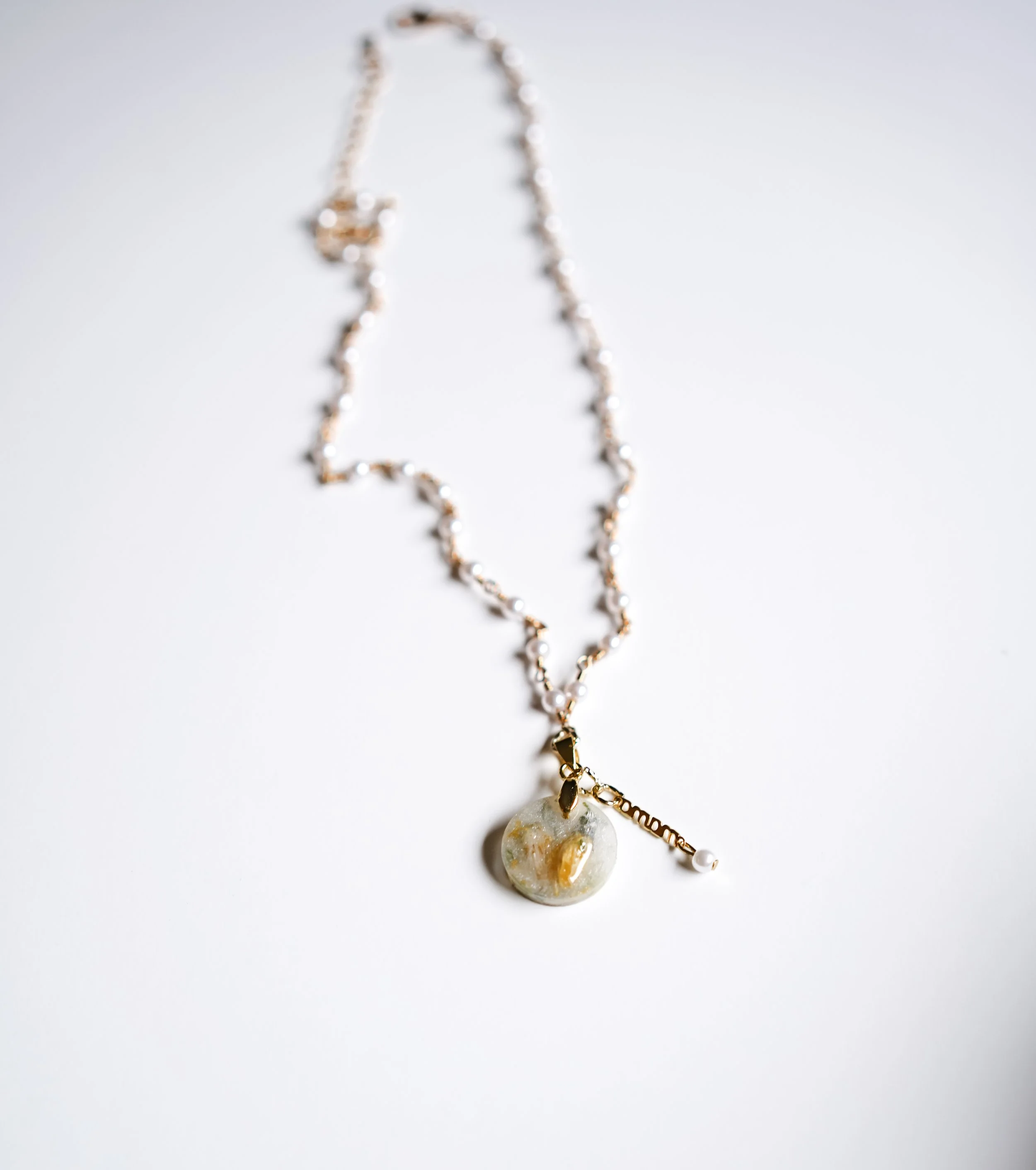 Yellow Flower Pearl Necklace 5.JPG