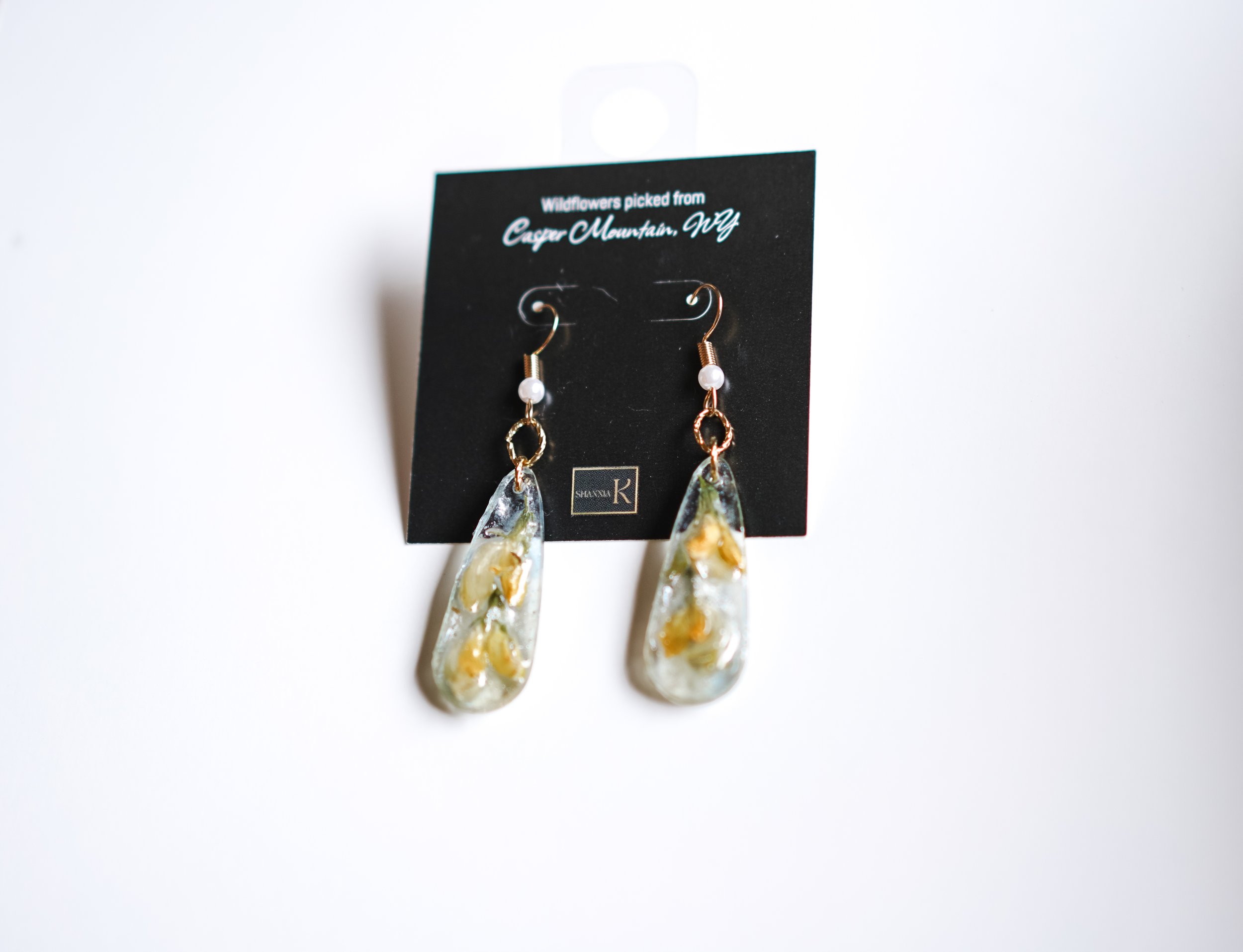 Yellow Flower | Translucent Blue Earrings