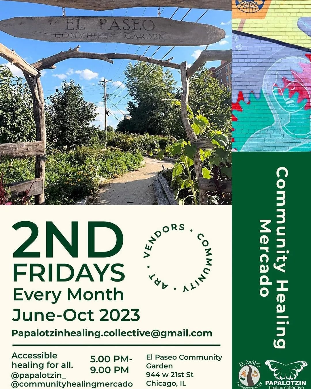 Join us every second Friday in Pilsen. Message @papalotzin_ @pilsenchica for more info.

🦋🎶🧘🏾&zwj;♀️💫🌻

from @pilsenchica :

&quot;Hello fam and friends! 

Today is 2nd Fridays @ El Paseo Community Garden  activating the Community Healing Merca