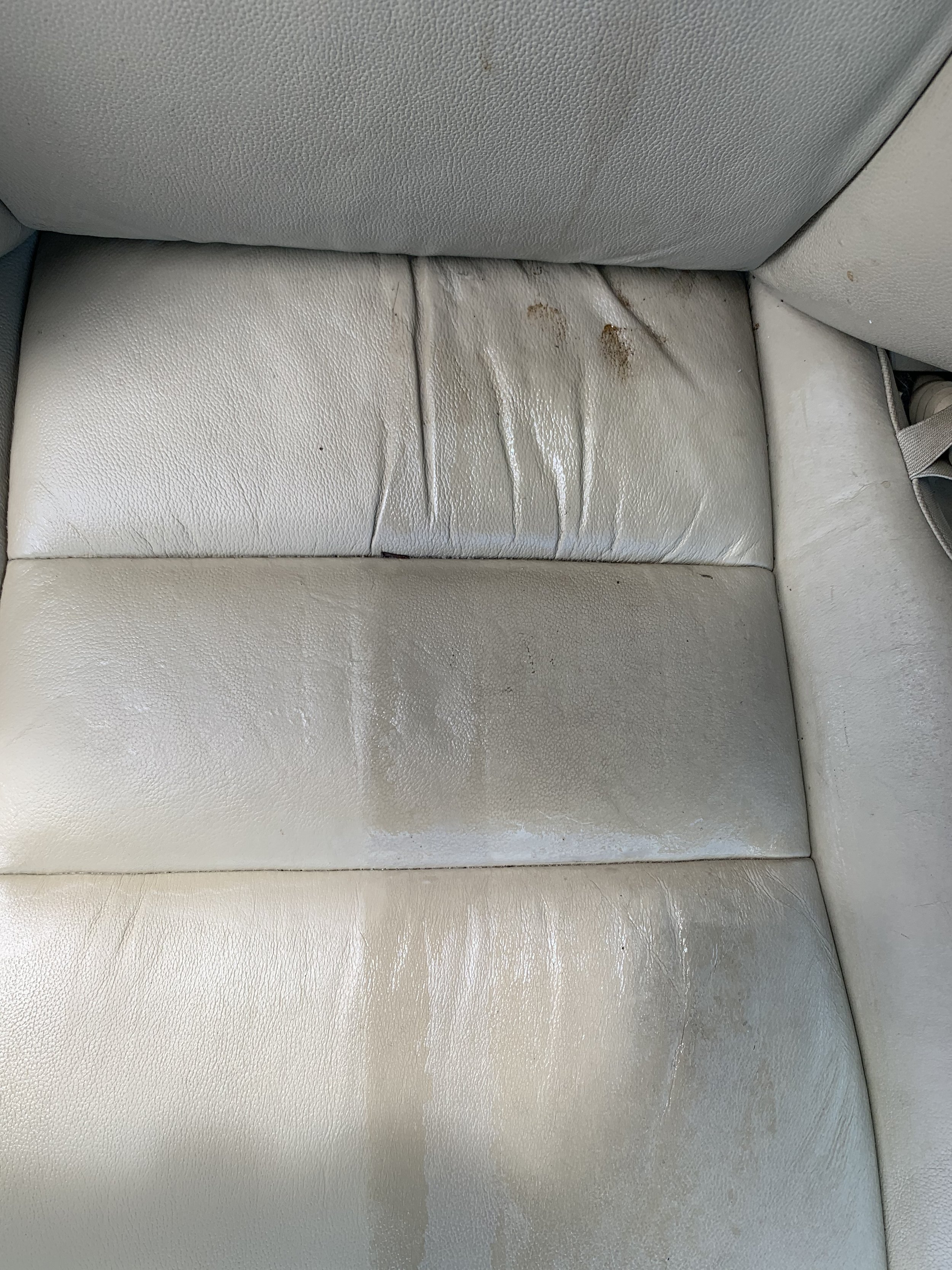 Leather seat 50/50 after shot.