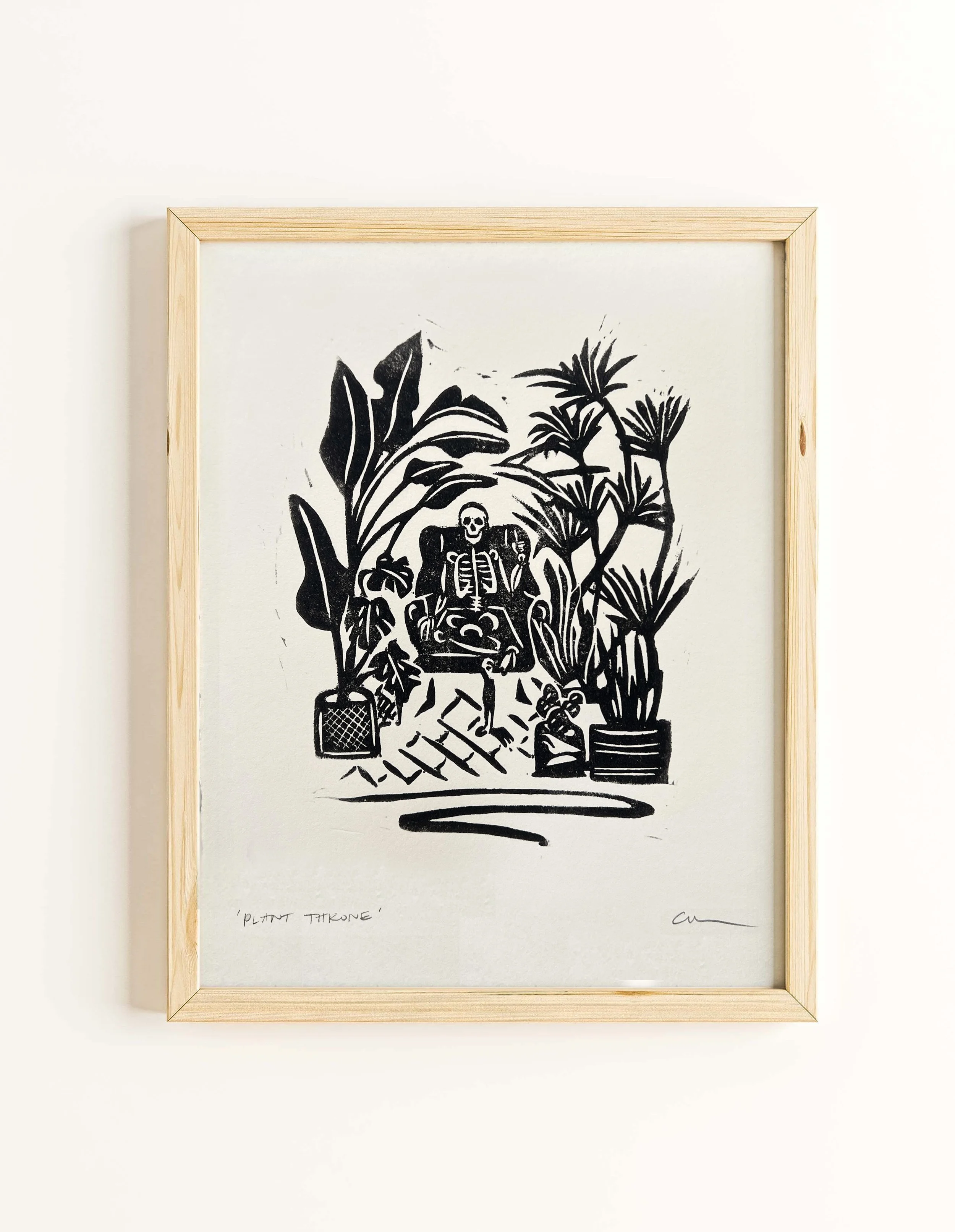 'Plant Throne' Linocut Print