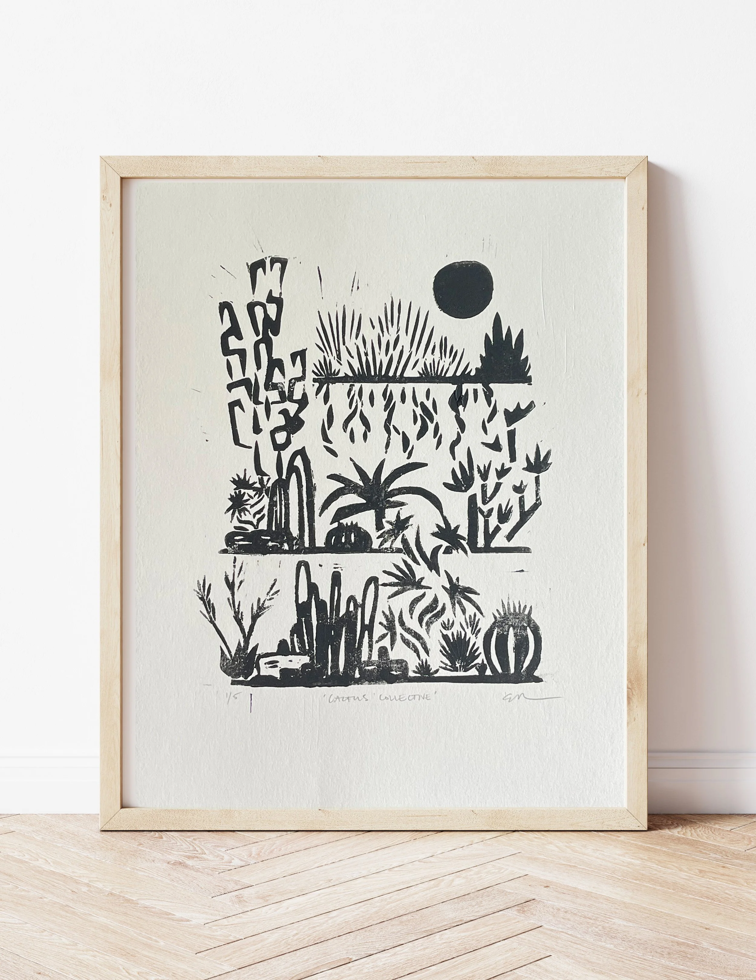'Cactus Collective' Linocut Print
