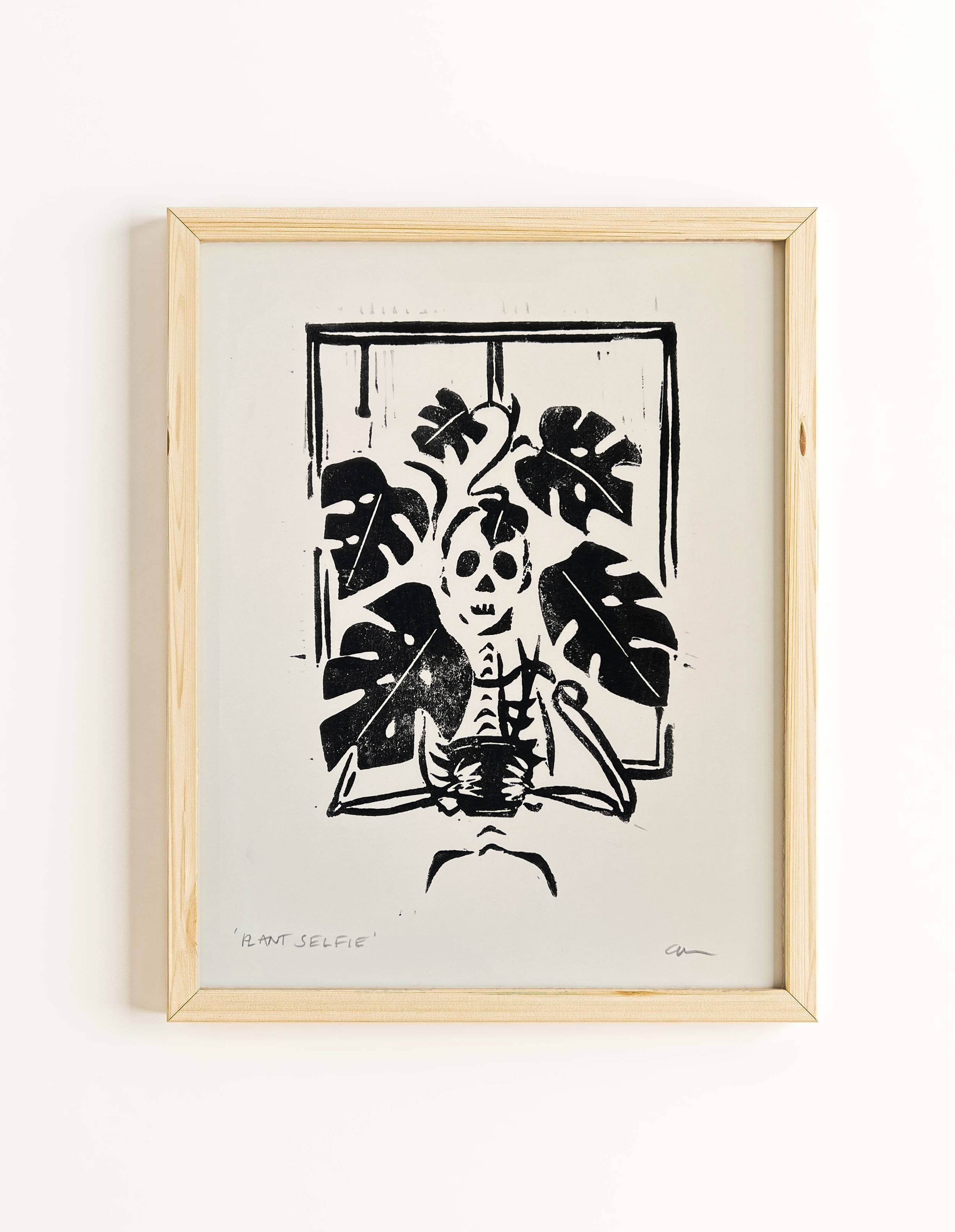 'Plant Selfie' Linocut Print