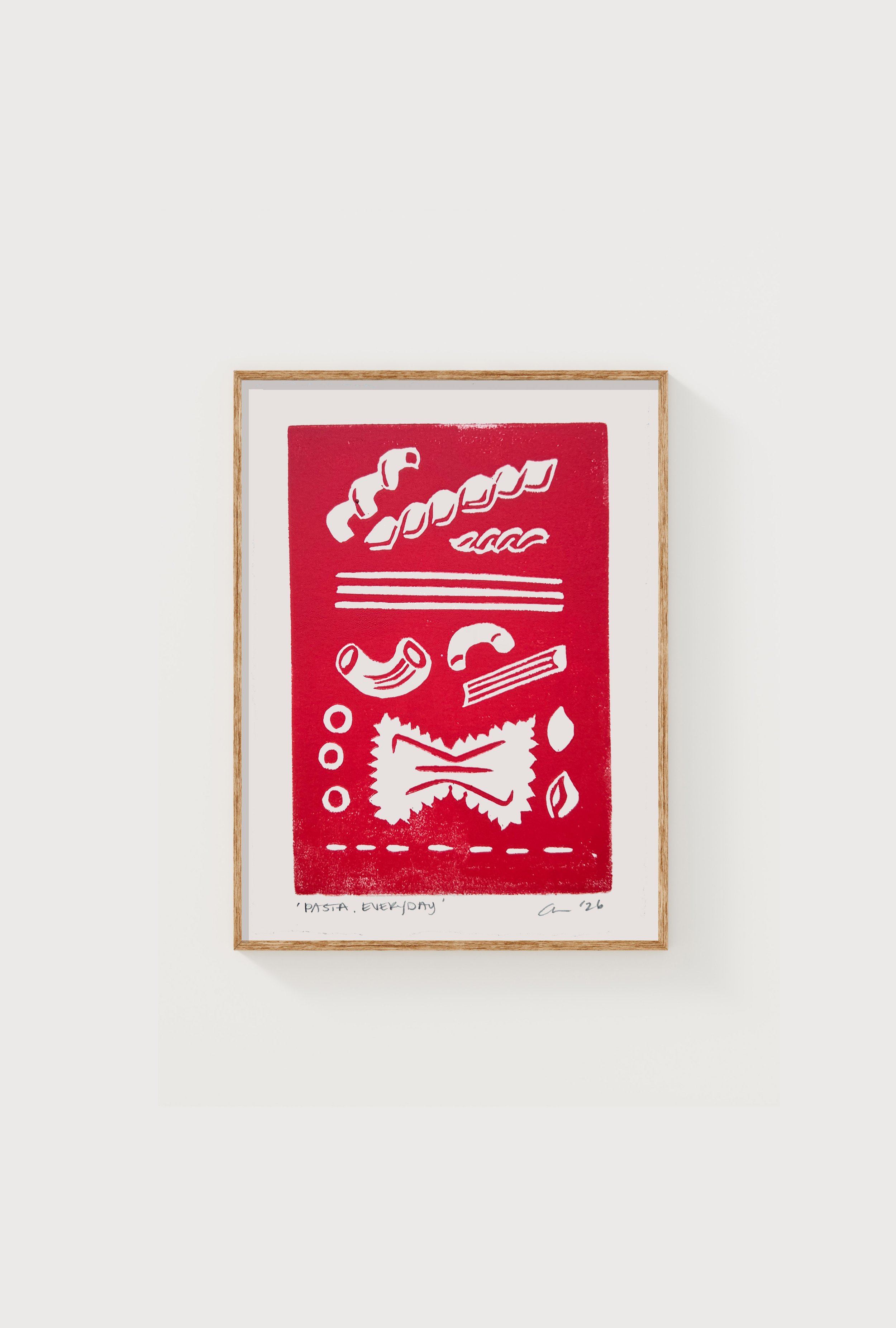 'Pasta, Everyday' Linocut Print