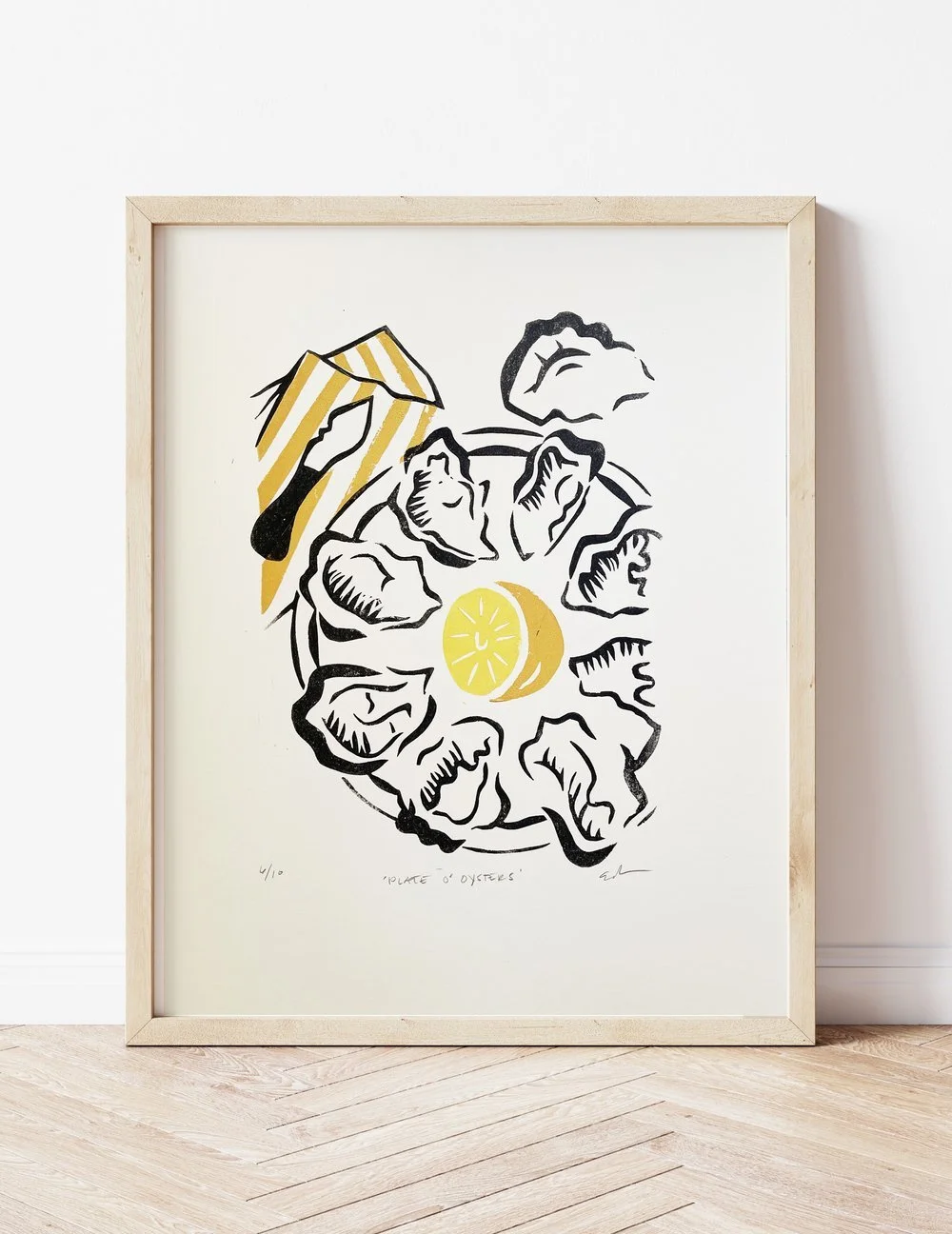 'Plate o' Oysters' Linocut Print