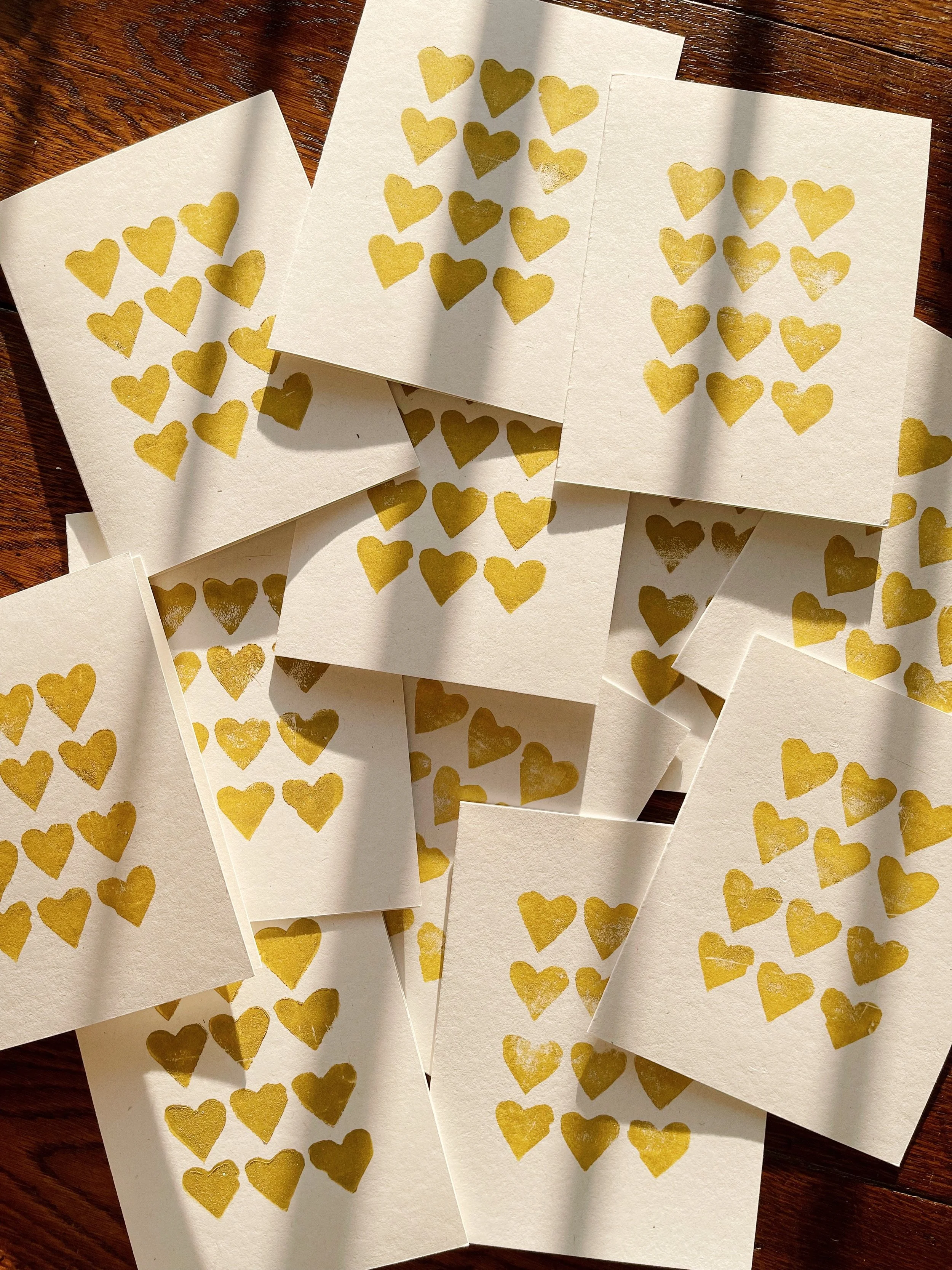 'Golden Hearts' Notecards