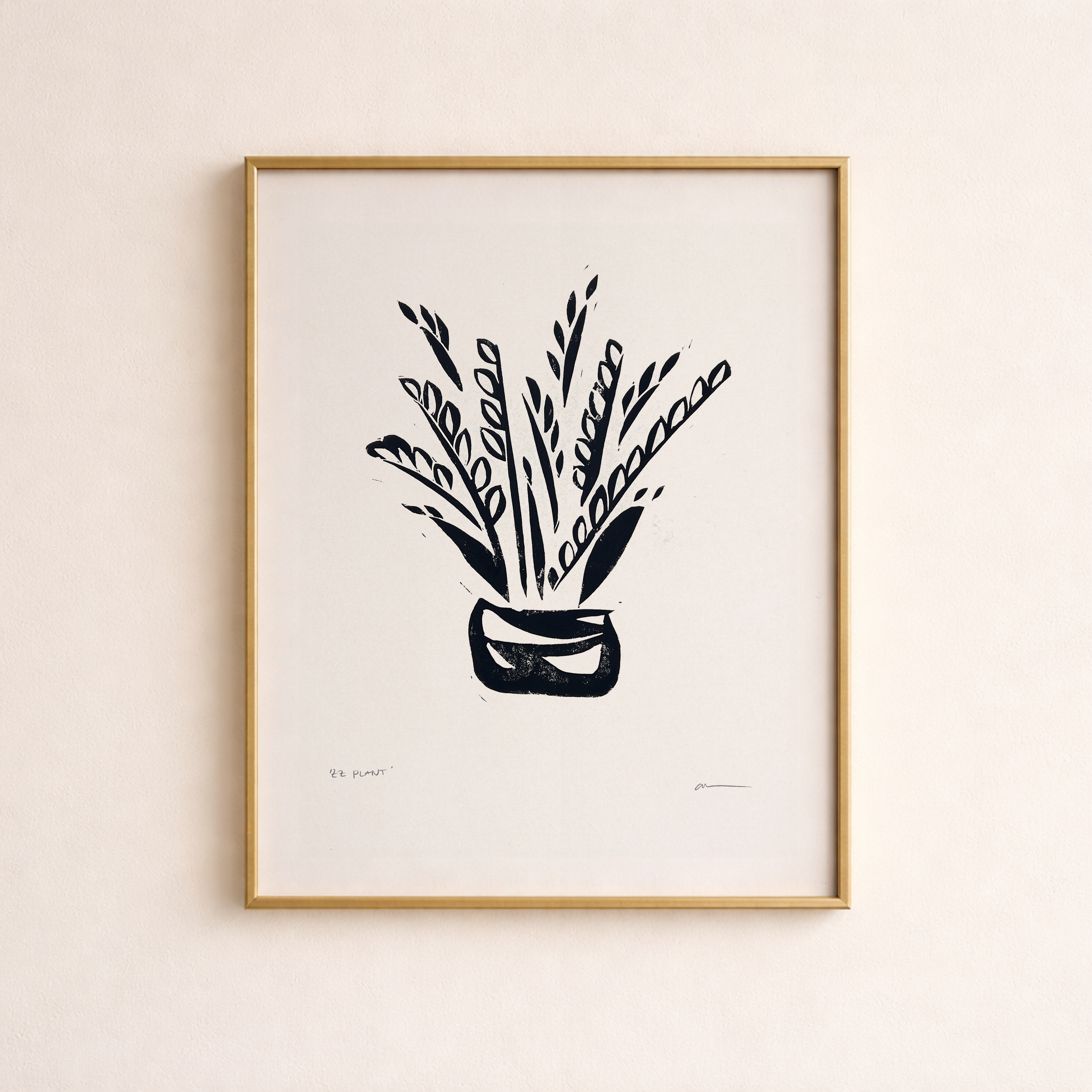 'ZZ Plant' Linocut Print