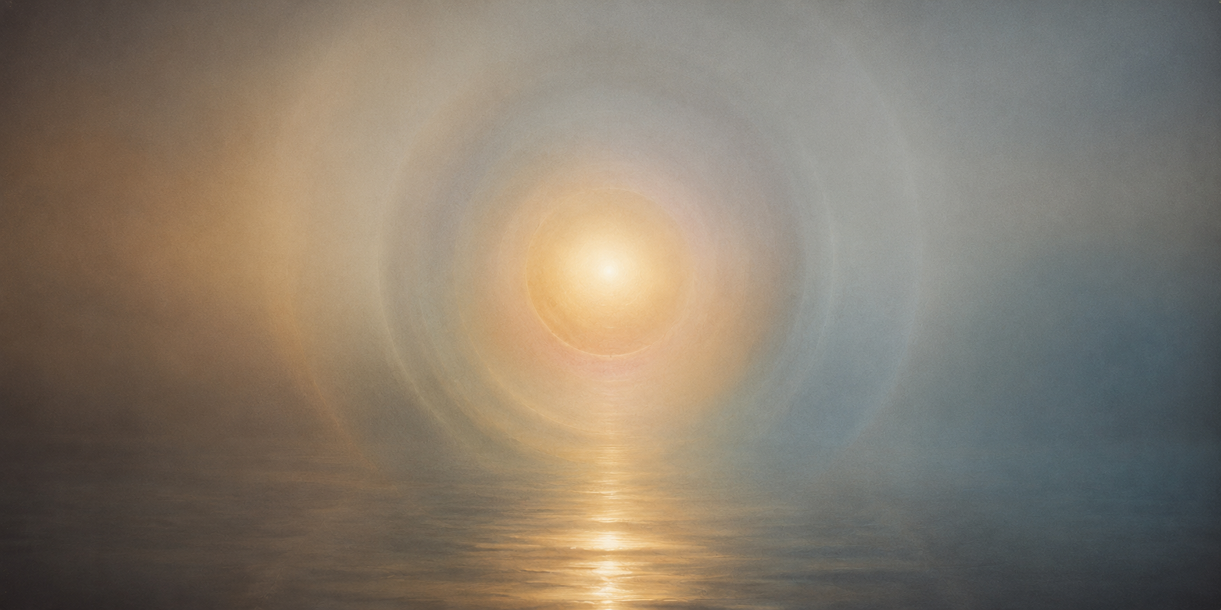 Luminous golden light reflected on water, accompanying a guided meditation and shadow work journey through breath, visualisation and the heart.