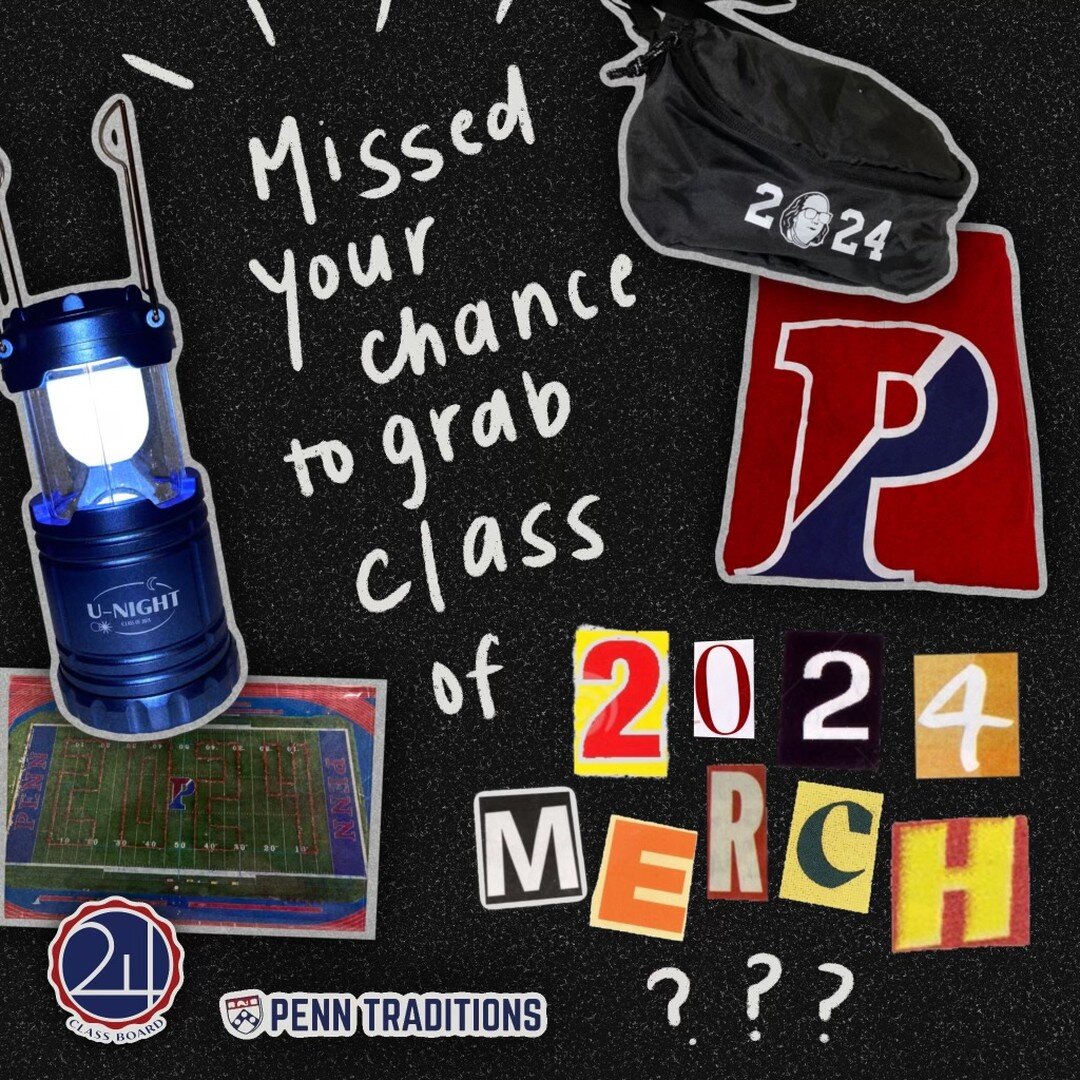 Come get your Class of 2024 merch &amp; snacks from @penntraditions :)
Friday, September 9th 12-2pm behind Sweeten Alumni House (near the Peace sign statue)

We still have: (FREE!)
-Class photo t-shirts
-U-Night Lanterns
-Class photo frames
-Fanny pa